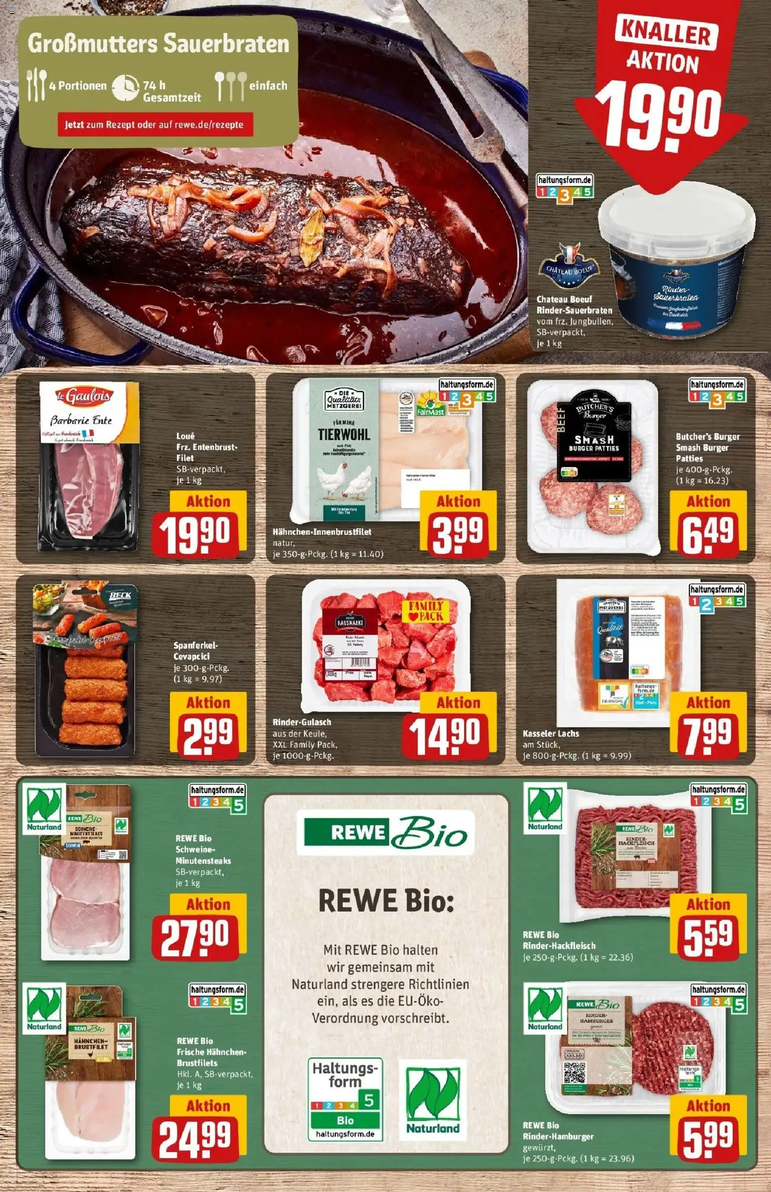 REWE Prospekt ab 12.10.2026 zum Blättern » Angebote | Seite: 7 | Produkte: Rindergulasch, Hahnchen, Ente, Hackfleisch