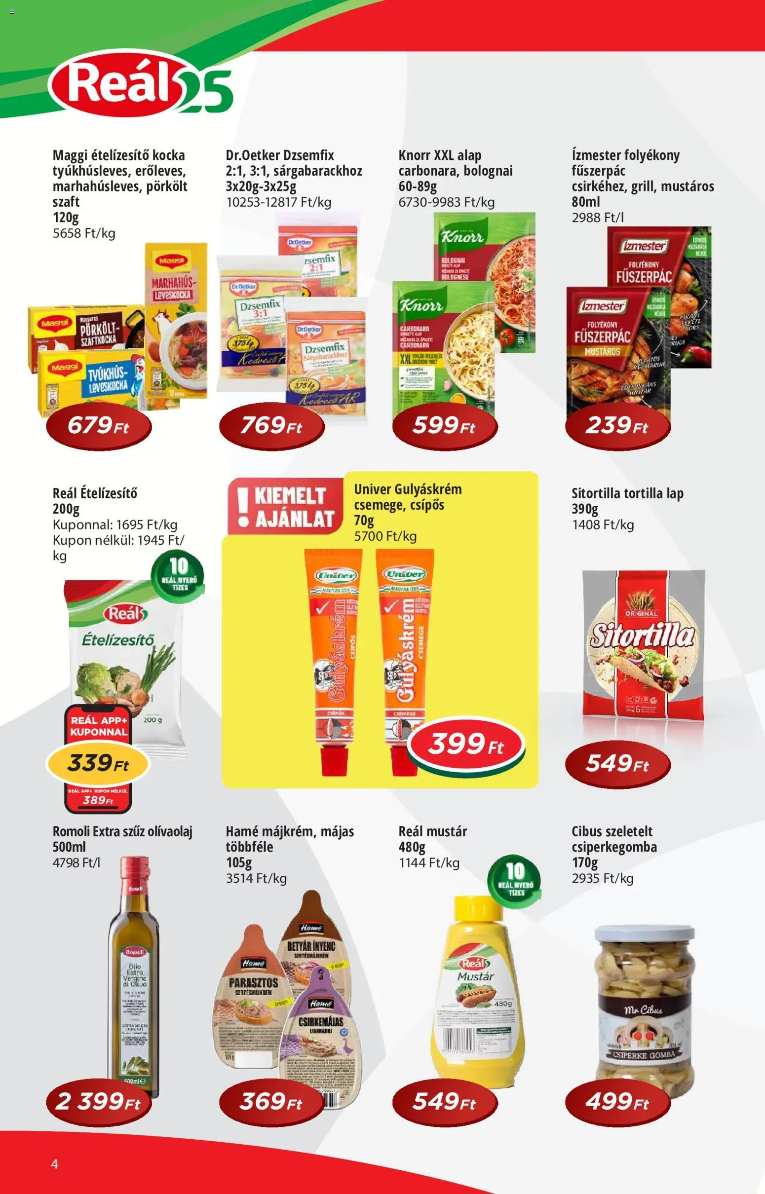 Reál akciós ujság - amely érvényes a következő dátumtól: 20.05.2026 | Oldal: 4 | Termékek: Tortilla, Leveskocka, Maggi, Ételízesítő