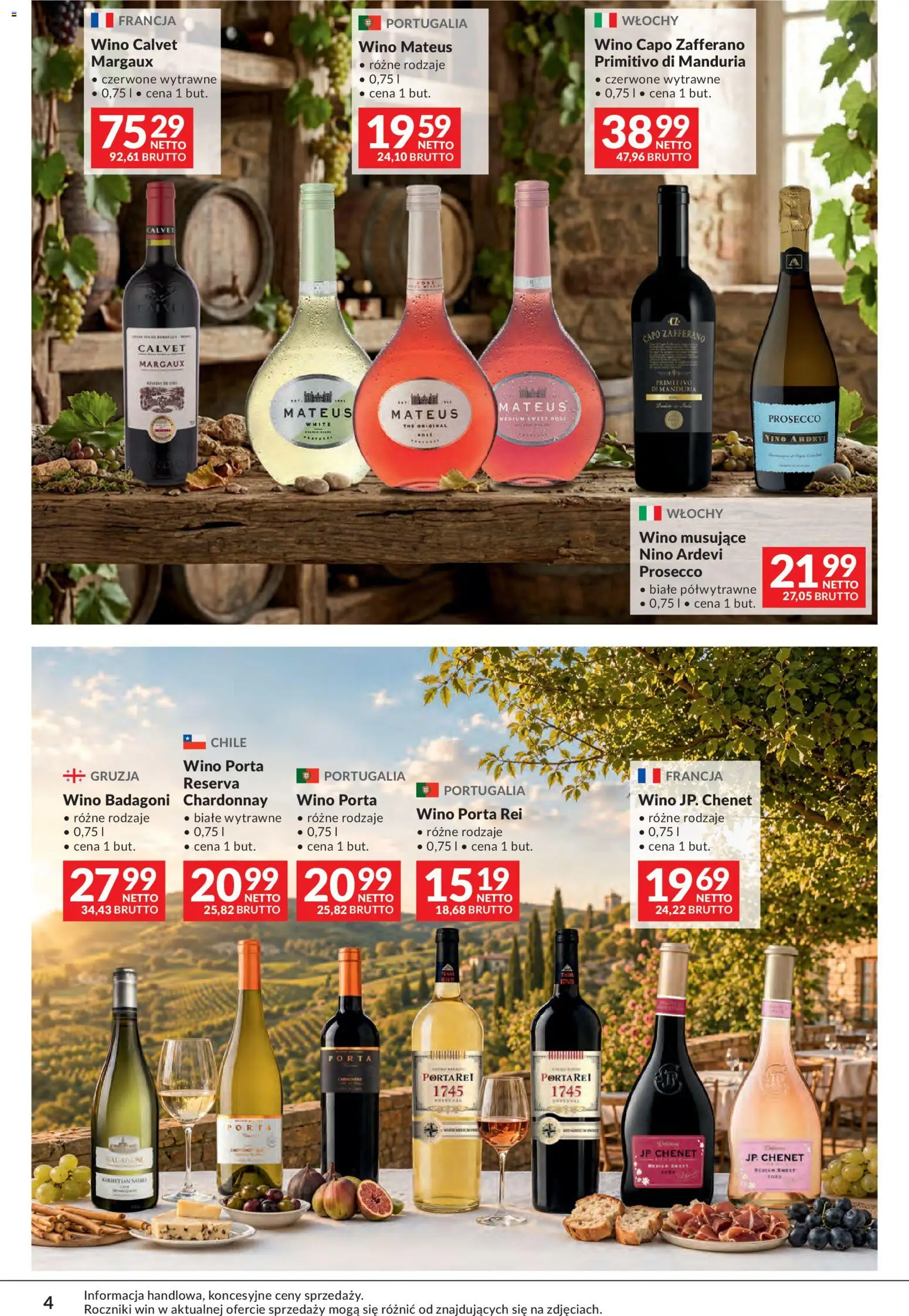 Makro gazetka - Sery, Wędliny, Wina od 01.09.2026 | Strona: 4 | Produkty: Primitivo Di Manduria, Chardonnay, Wino, Prosecco