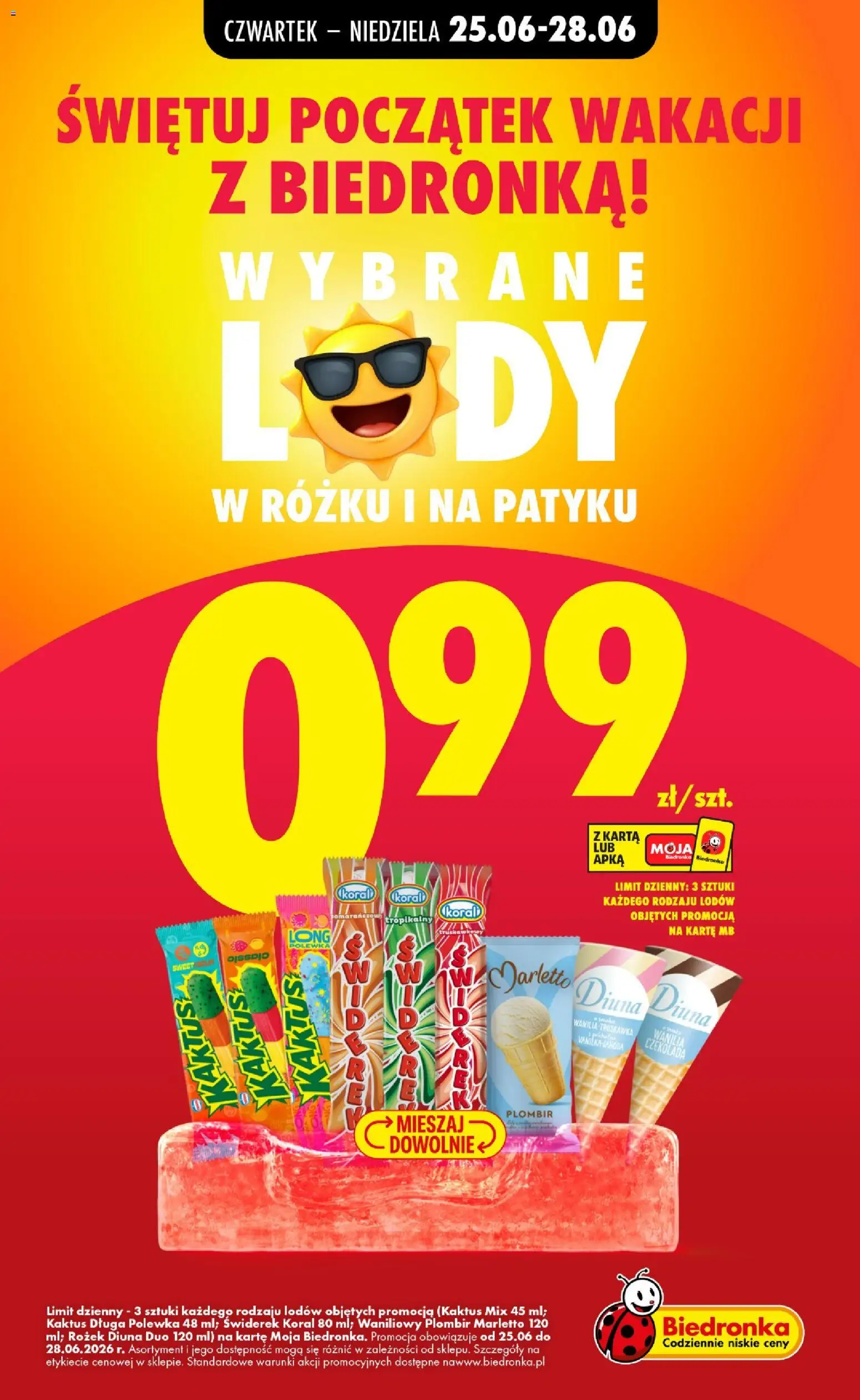 Biedronka gazetka - Najtańsza sobota od 27.06.2026 | Strona: 2 | Produkty: Karta, Lody na patyku, Czekolada, Lody