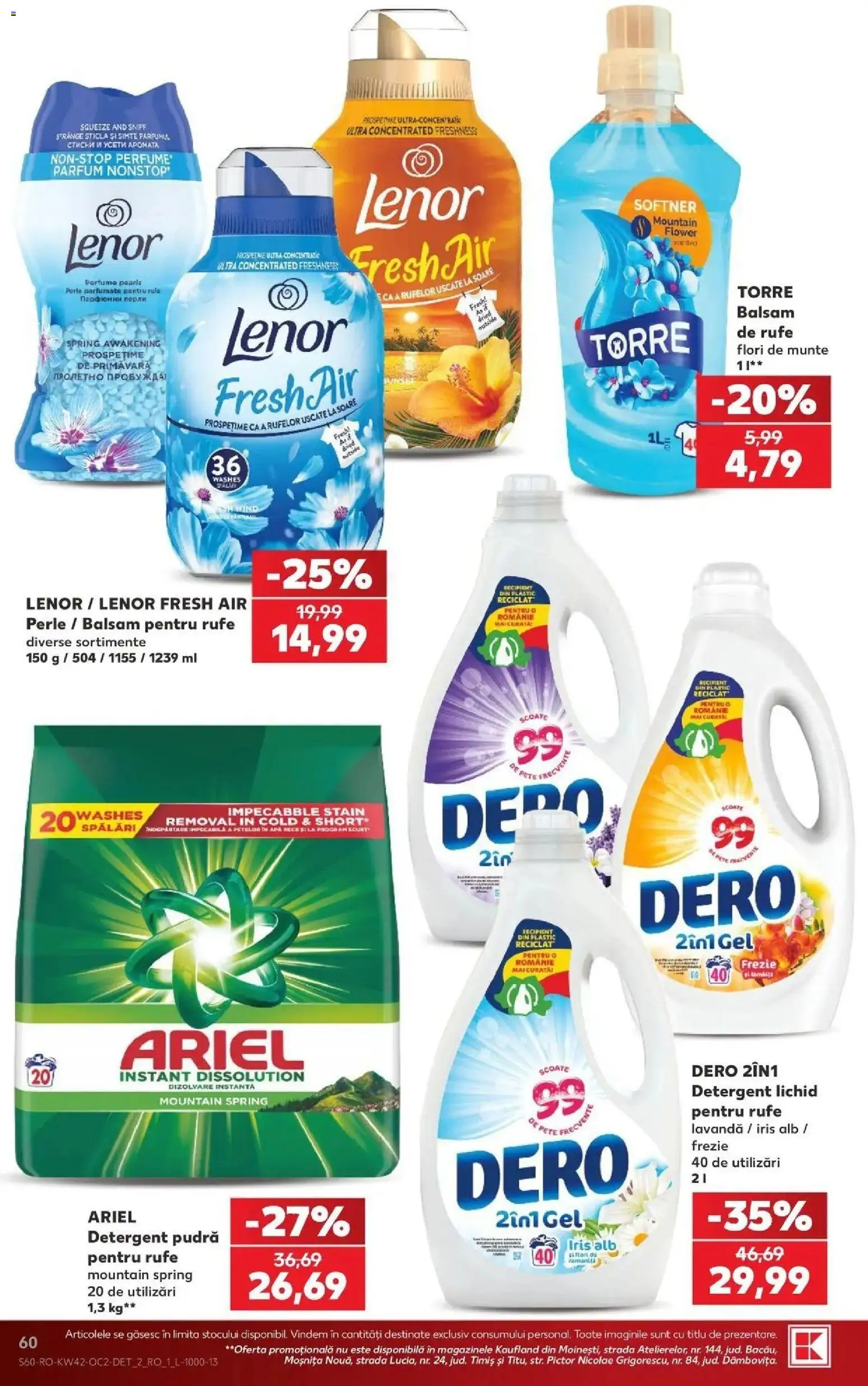Kaufland Domnesti 14.10.2026 - Revista si Oferta | Pagină: 60 | Produse: Pudră, Balsam pentru rufe, Detergent, Flori