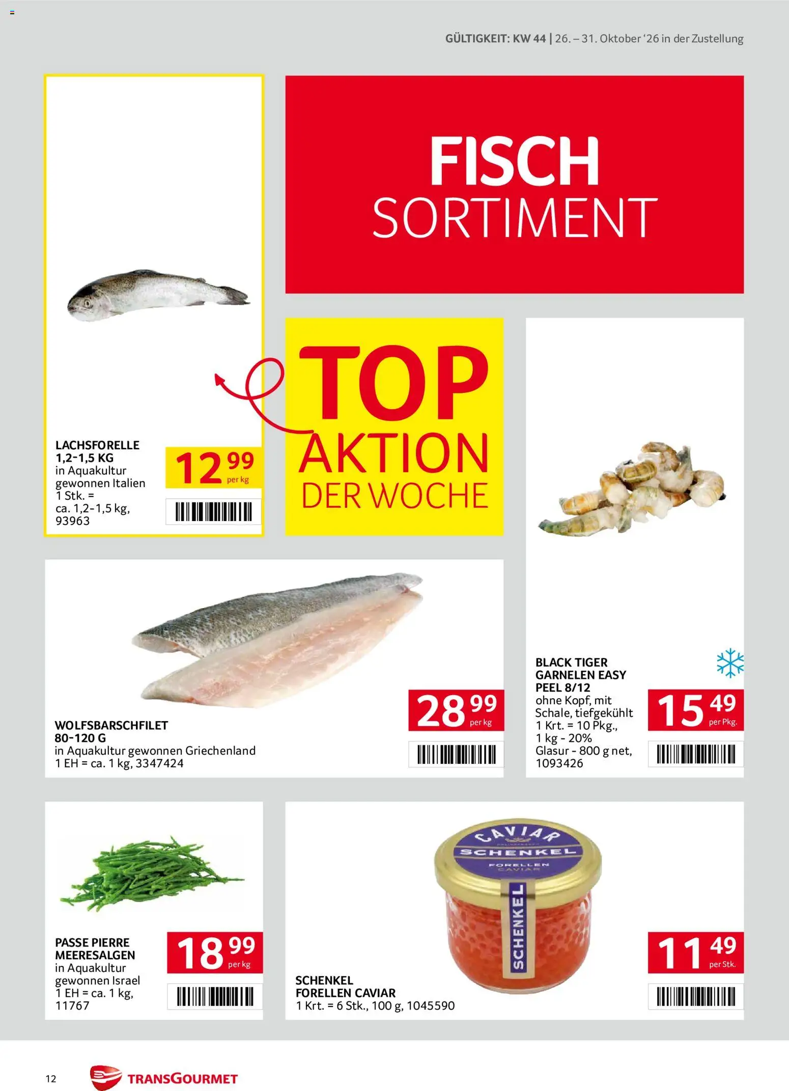 Transgourmet Flugblatt gültig ab 26.10.2026 | Seite: 12 | Produkte: Fisch