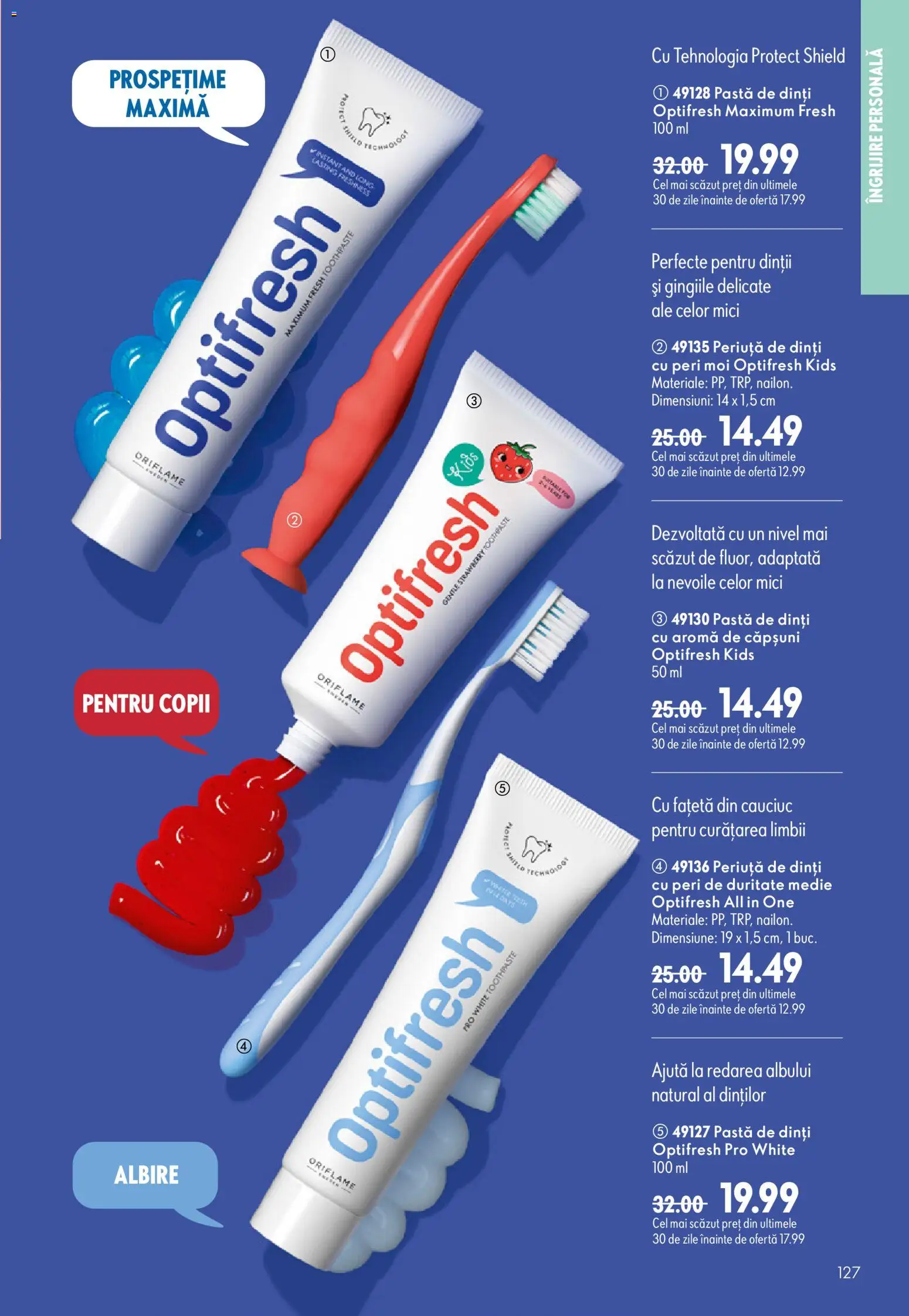Noul catalog Oriflame – valabil de la 29.07.2026 | Pagină: 127 | Produse: Mici, Pastă de dinți, Periuță de dinți, Căpșuni