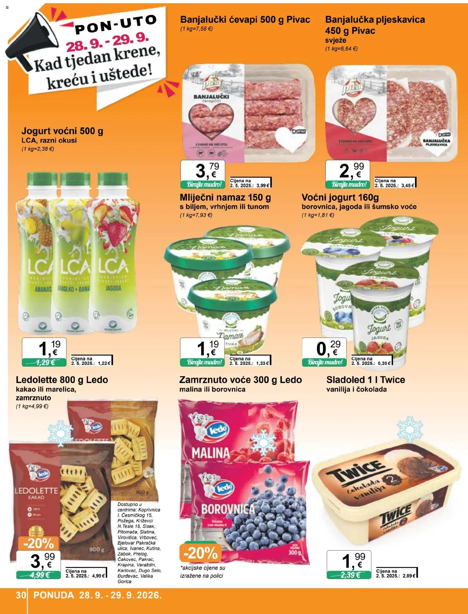 KTC katalog | vrijedi od 23.09.2026 | Stranica: 30 | Proizvodi: Šumsko voće, Jogurt, Sladoled, Voće