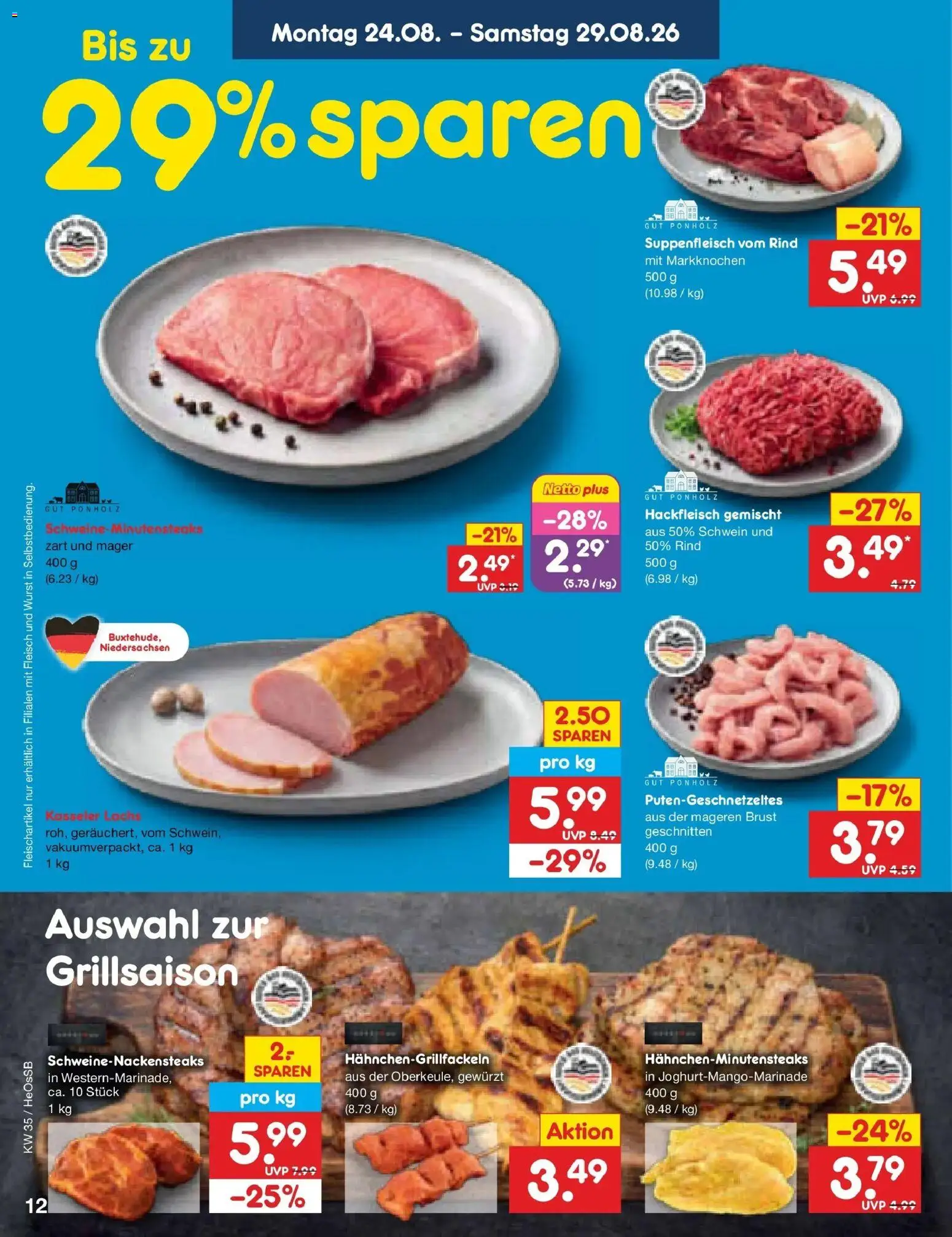 Netto Marken-Discount Prospekt Rostock – gültig ab 24.08.2026 | Seite: 18 | Produkte: Suppenfleisch, Wurst, Fleisch, Hackfleisch