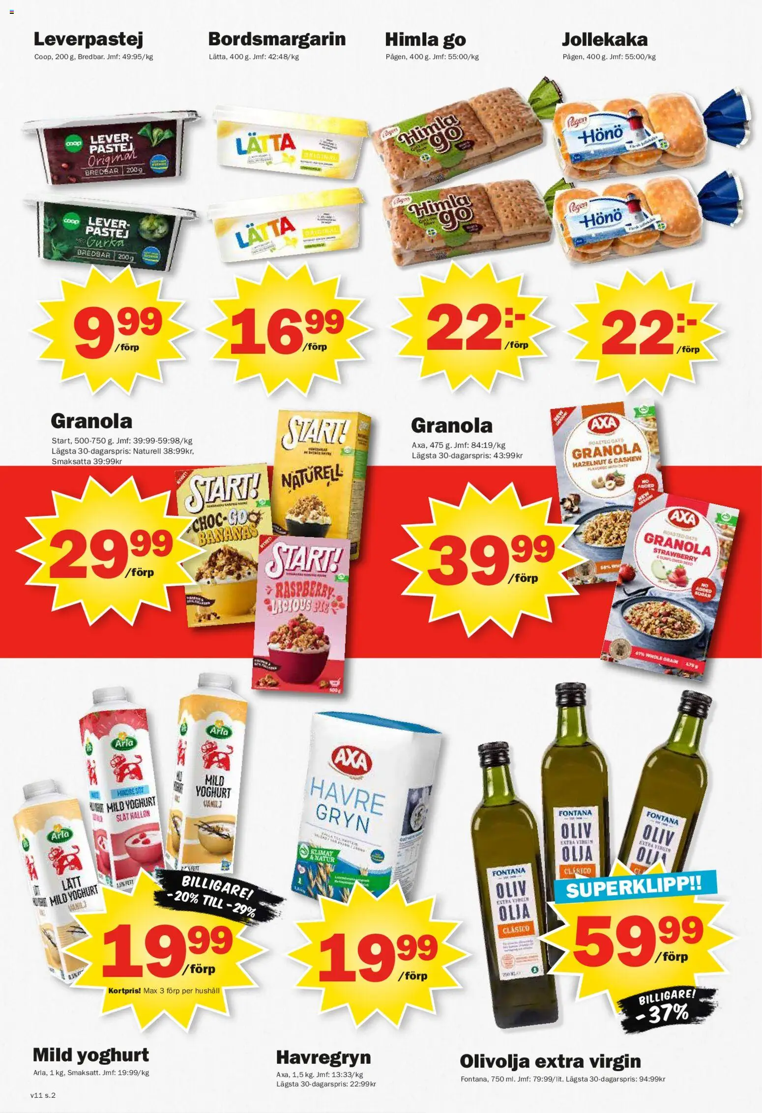 Pekås reklamblad aktuell från 09.03.2026 | Sida: 2 | Produkter: Leverpastej, Havregryn, Yoghurt, Hallon