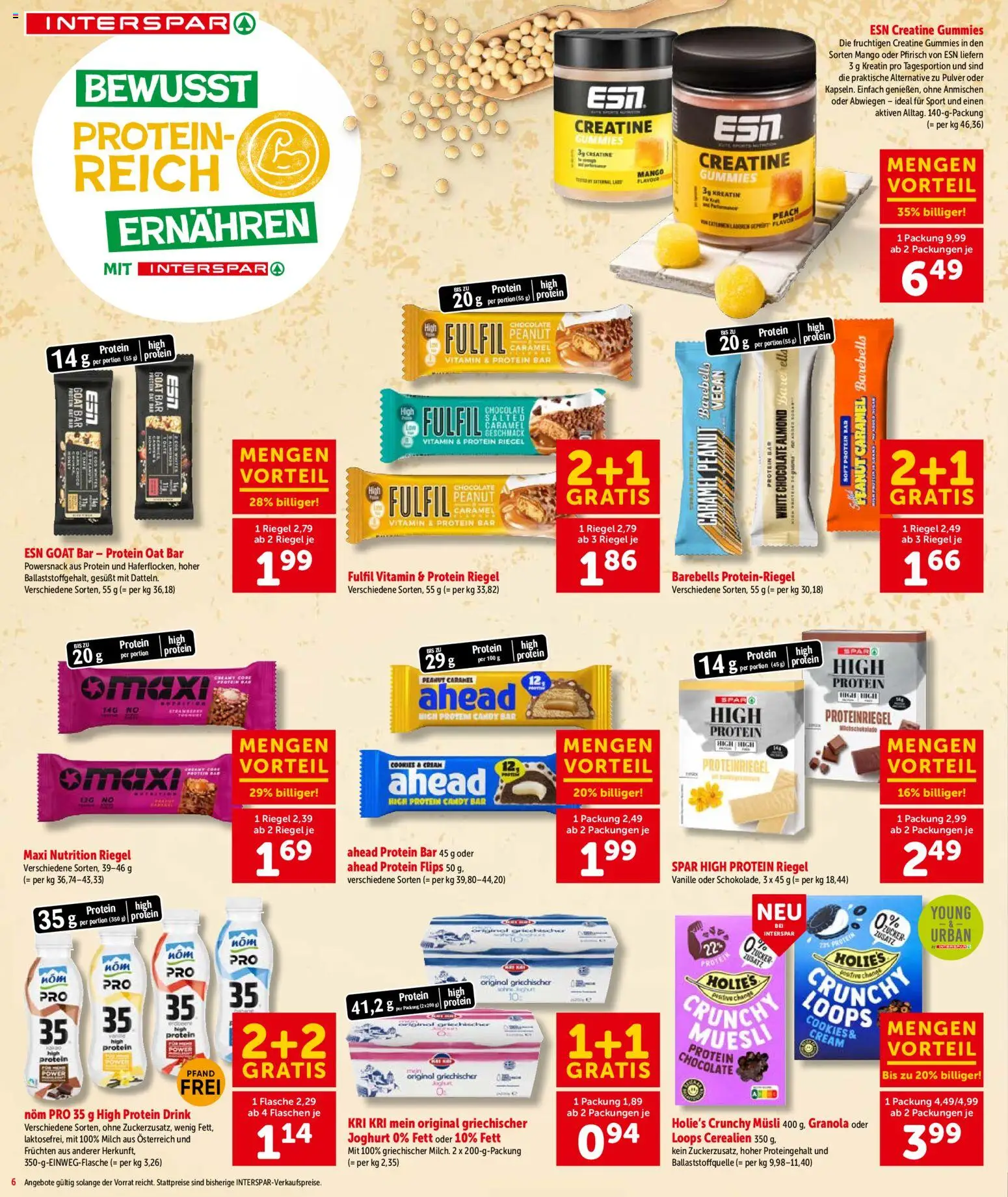 Interspar Broschüre gültig ab 27.10.2026 | Seite: 6 | Produkte: Zucker, Vanille, Proteinriegel, Milch