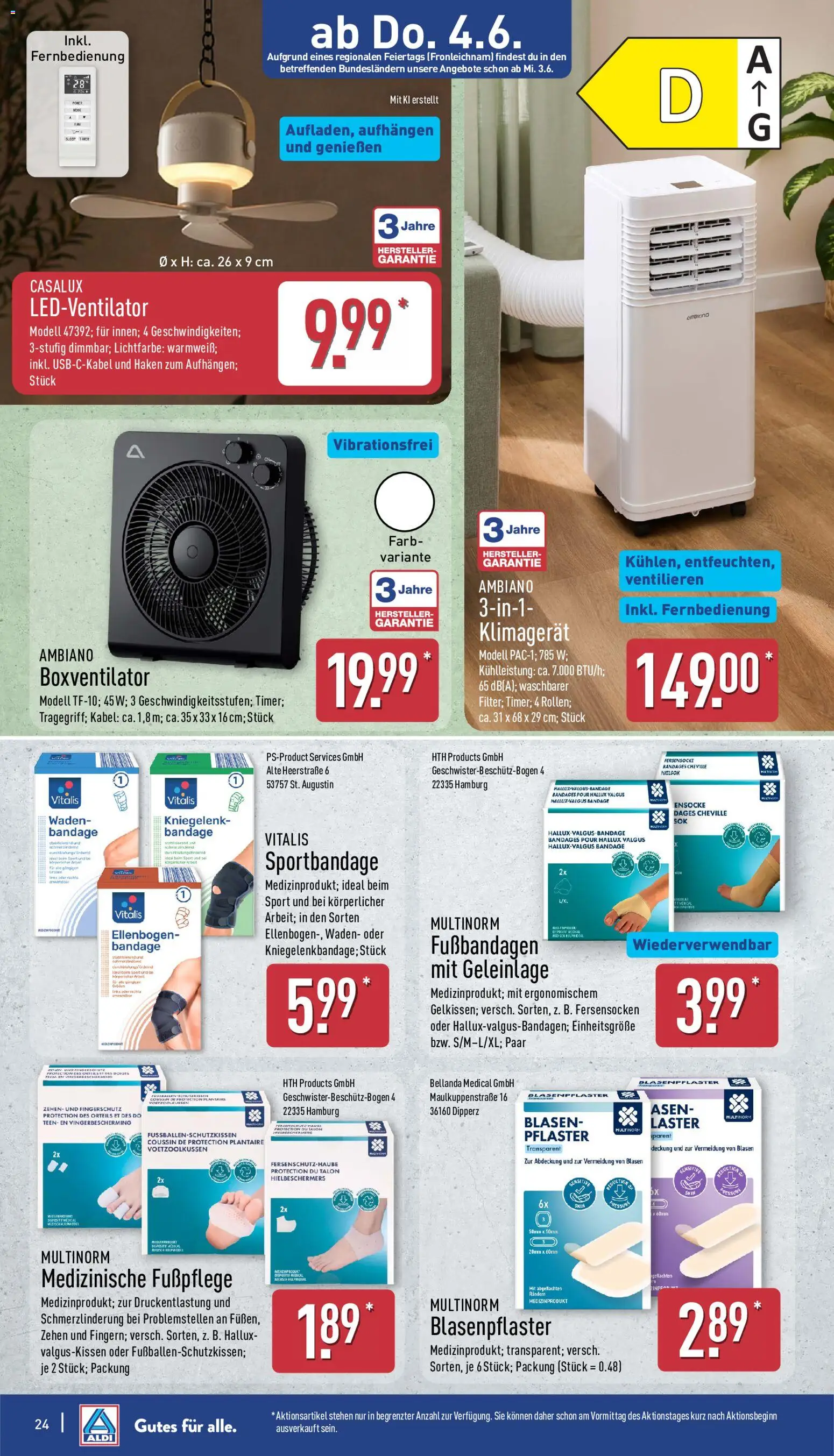 Aldi Prospekt – gültig ab 01.06.2026 | Seite: 24 | Produkte: Kabel, Klimagerät