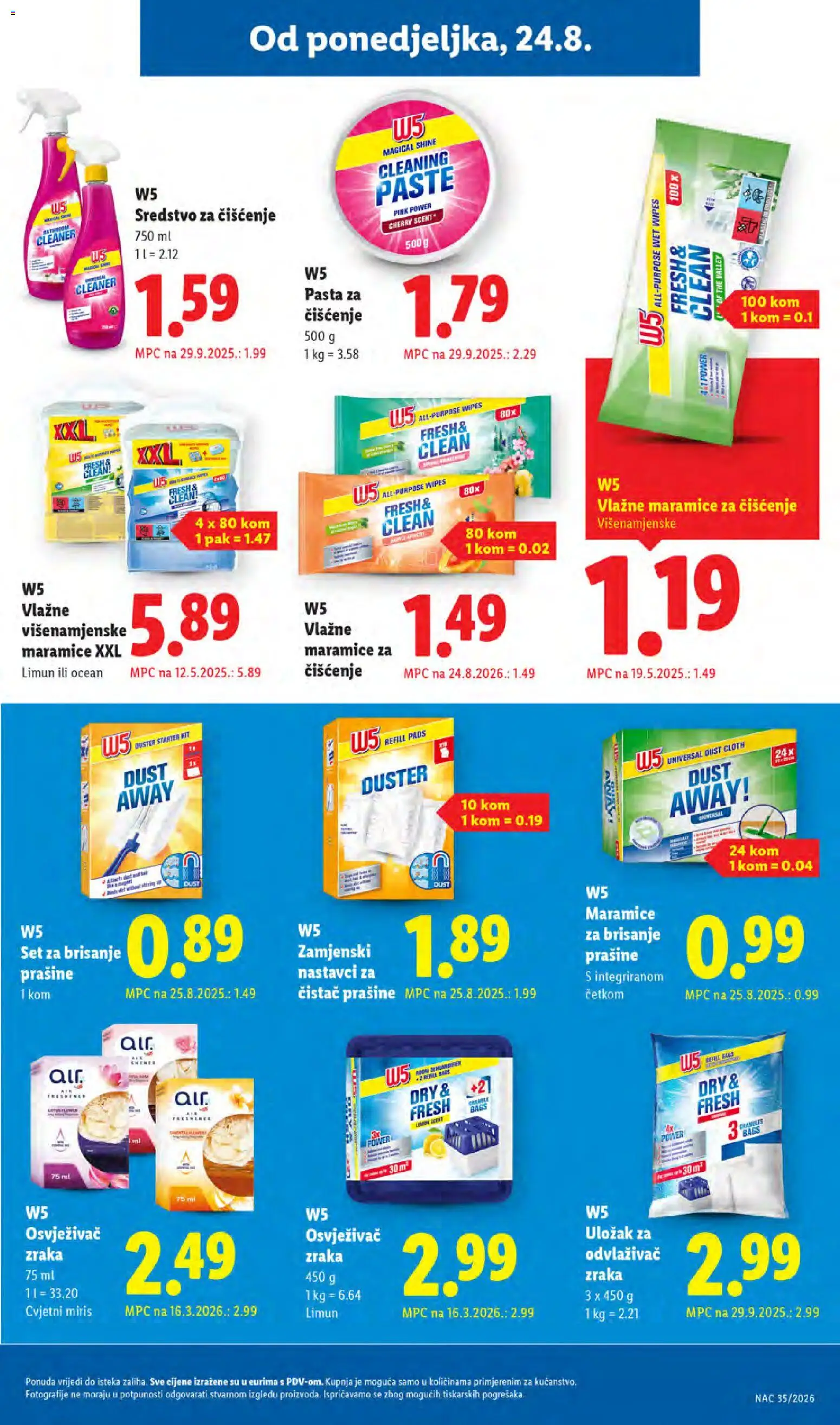 Lidl katalog | vrijedi od 24.08.2026 | Stranica: 17 | Proizvodi: Miris, Maramice, Limun, Pasta