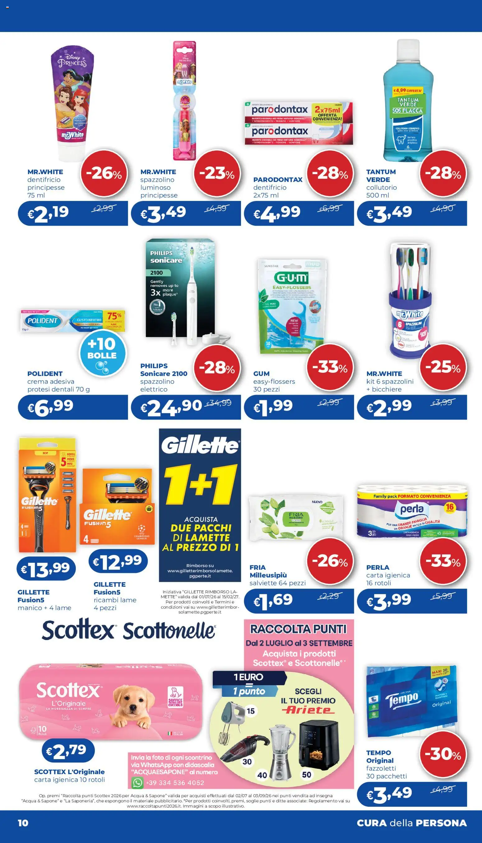 Volantino Acqua e Sapone del 02/07/2026 | Pagina: 10 | Prodotti: Crema, Dentifricio, Spazzolino, Acqua