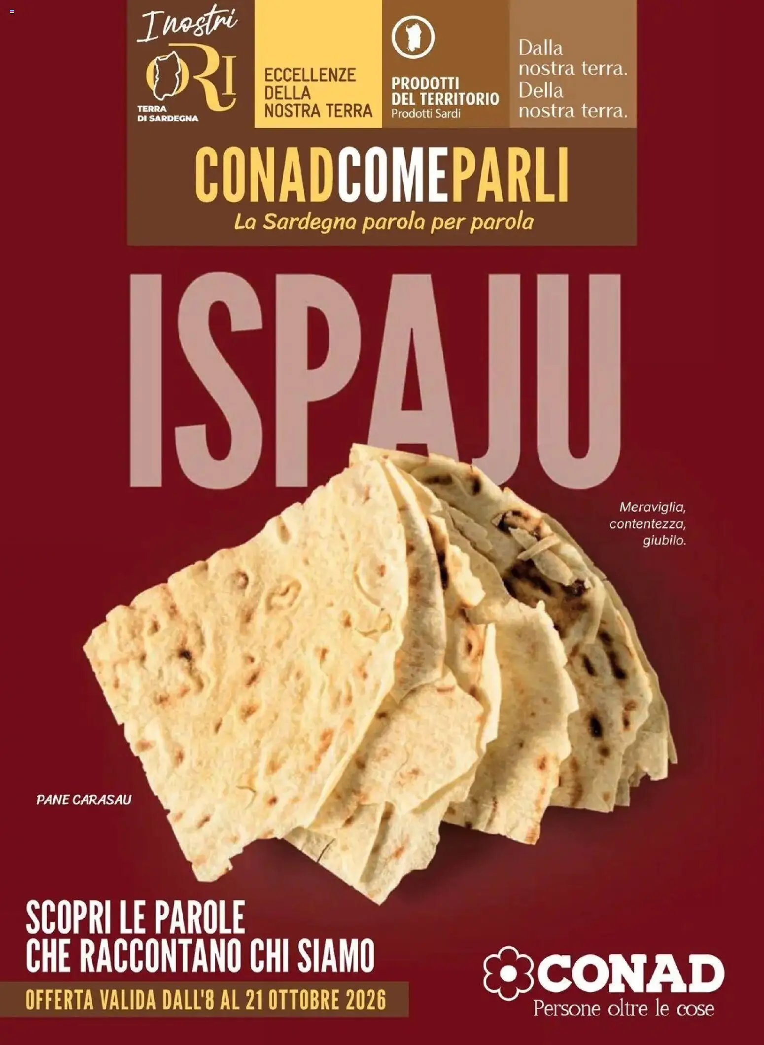 Anteprima volantino Conad dal 08/10/2026 prossima settimana | Pagina: 1 | Prodotti: Pane, Terra