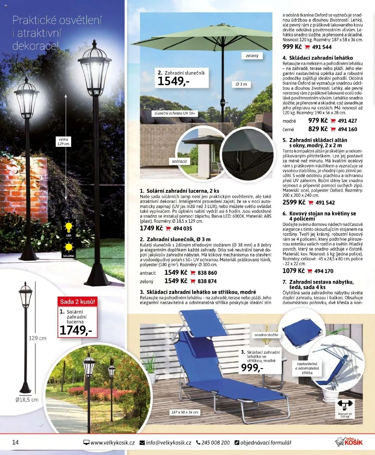 Velký Košík katalog květen 2026 od 01.05.2026 | Strana: 14 | Produkty: Zahradní lehátko, Květiny, Slunečník, Dekorace