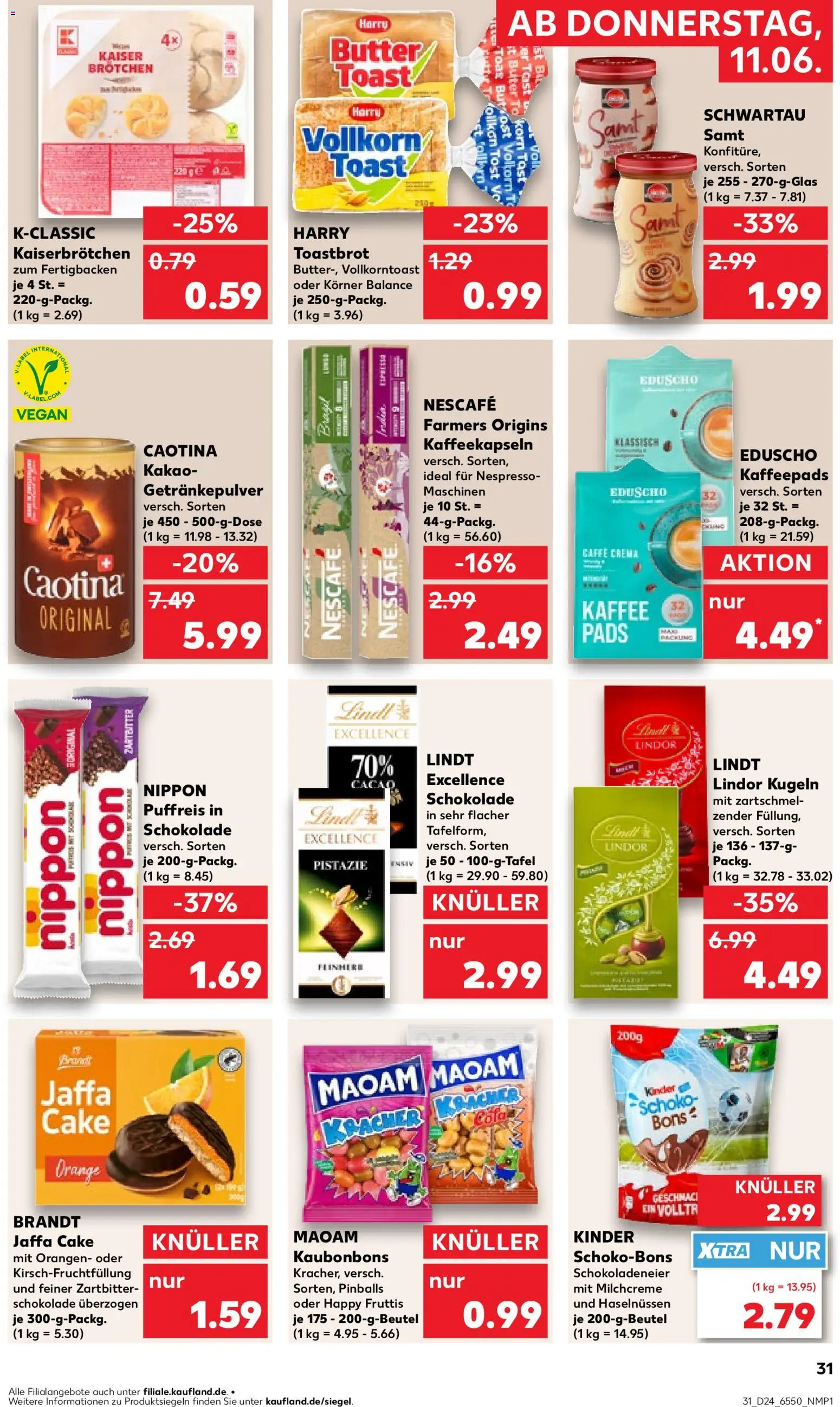 Kaufland Prospekt Hamburg – gültig ab 11.06.2026 | Seite: 31 | Produkte: Cutter, Kaffeepads, Nescafe, Schokolade