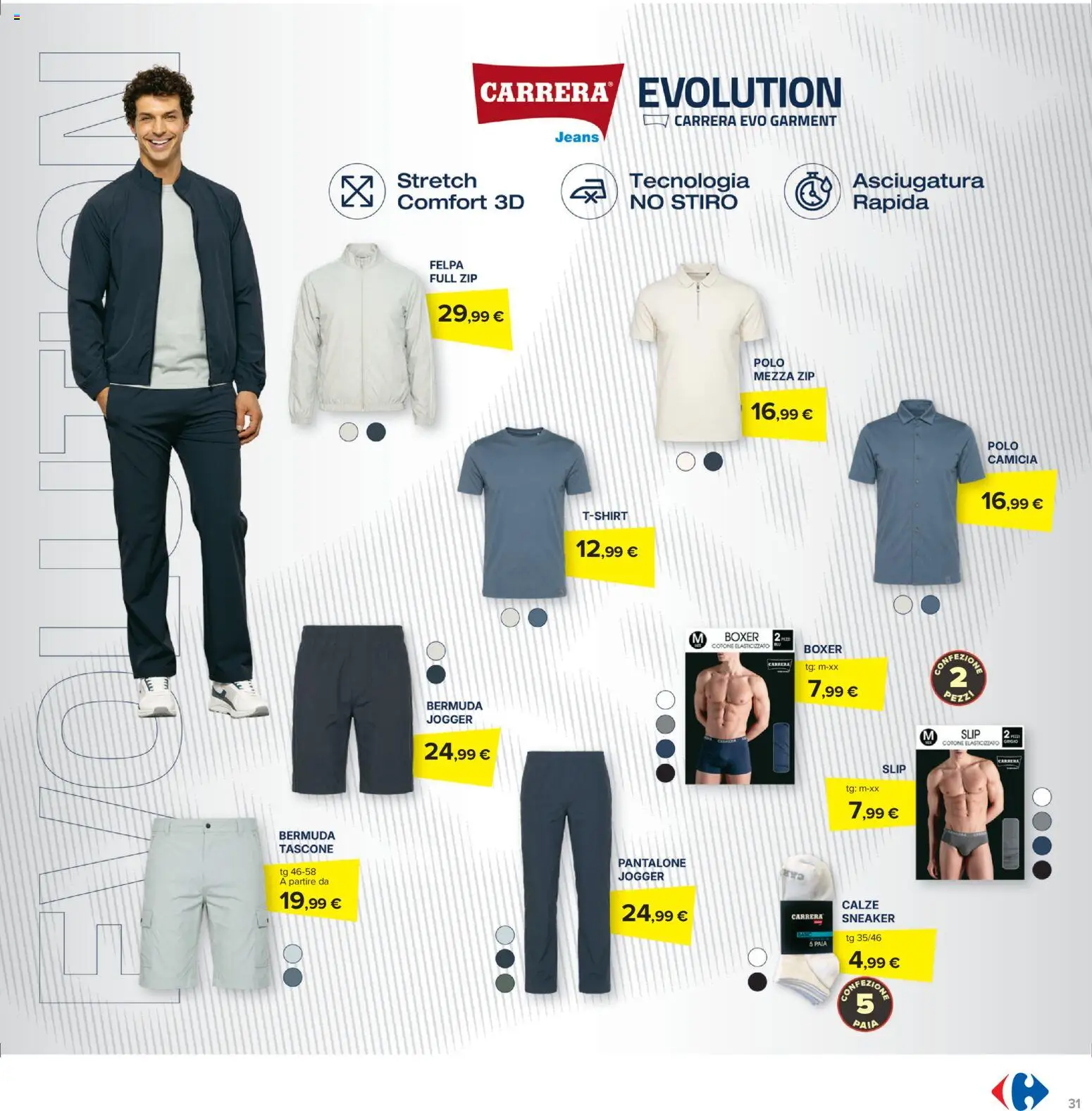 Volantino Carrefour del 07.04.2026 | Pagina: 31 | Prodotti: Felpa, Slip, Bermuda, Jeans