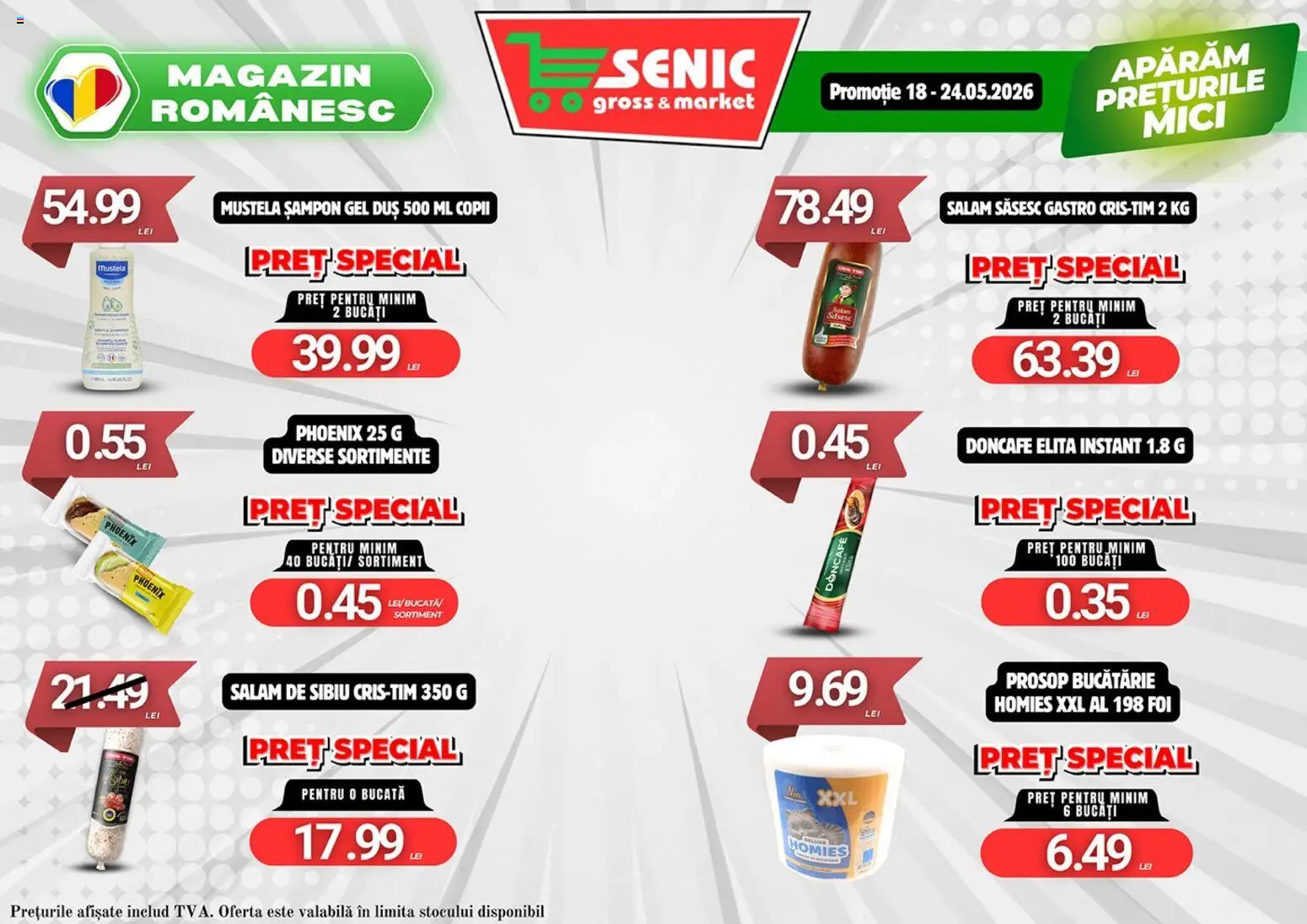 Noul catalog Senic – valabil de la 18.05.2026 | Pagină: 3 | Produse: Bucătărie, Mici, Șampon, Salam