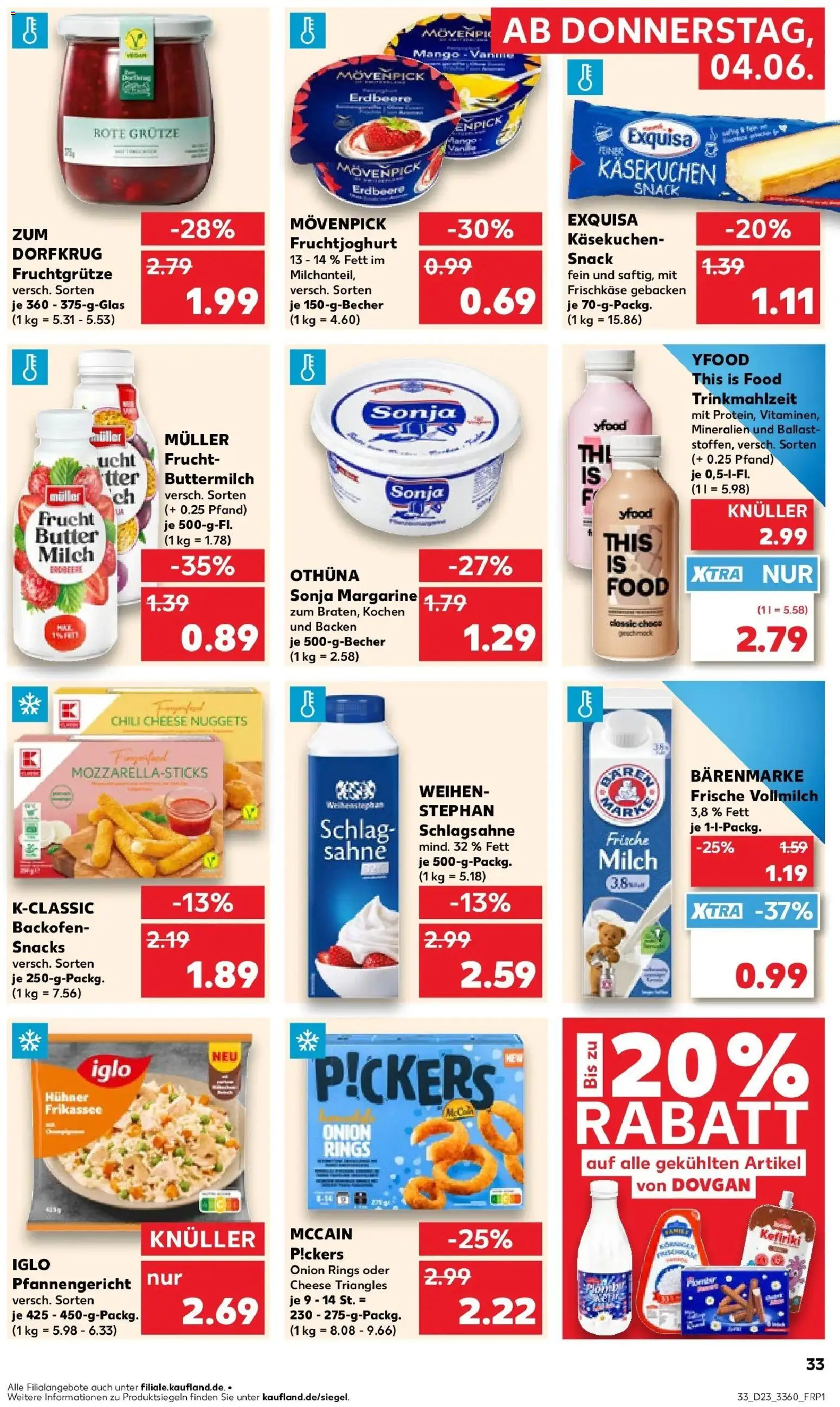 Kaufland Prospekt Strausberg – gültig ab 04.06.2026 | Seite: 33 | Produkte: Buttermilch, Exquisa, YFood, Chili