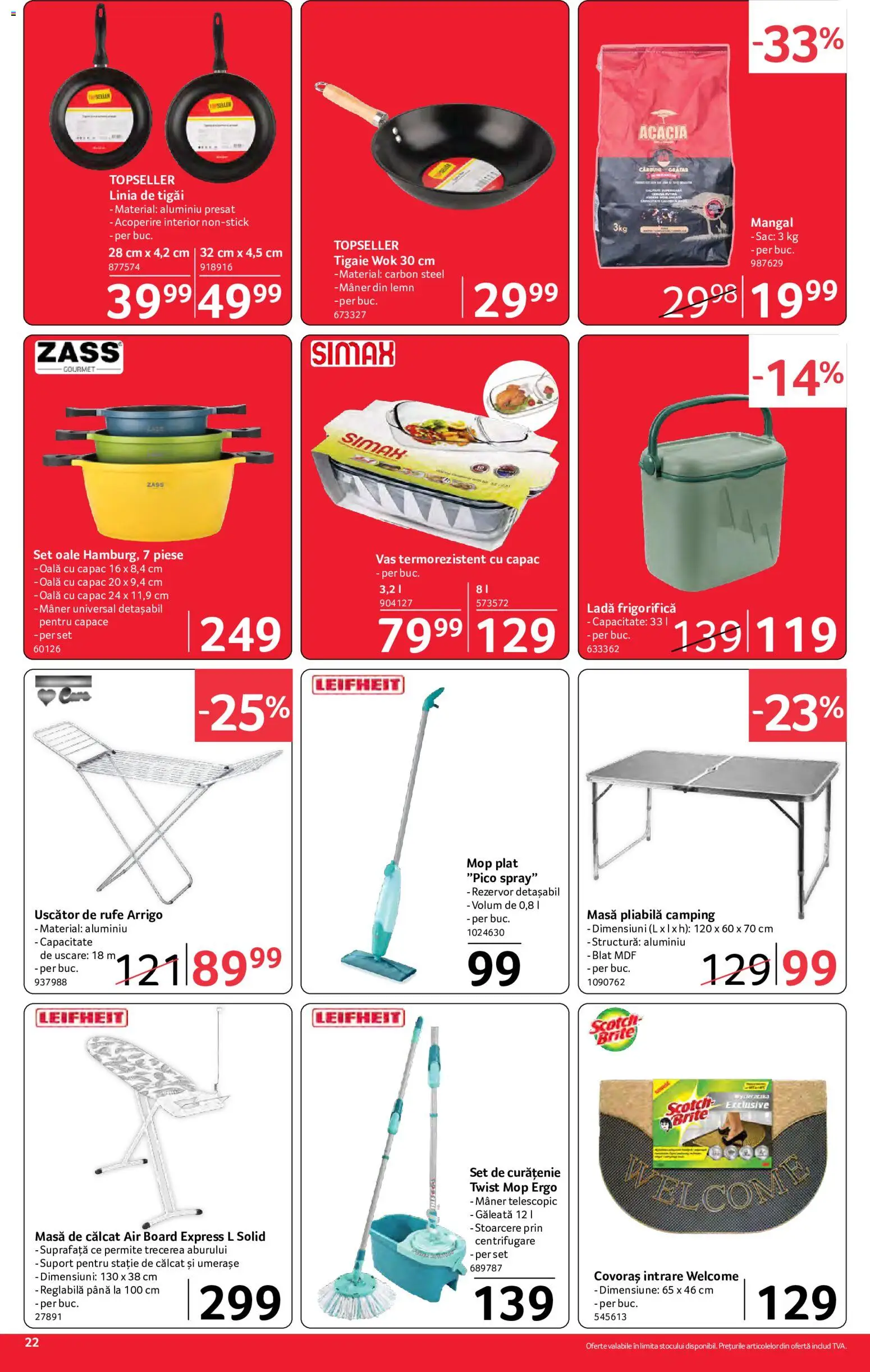Noul catalog Selgros – valabil de la 26.06.2026 | Pagină: 22 | Produse: Tigaie, Masă, Masă de călcat, Bisiklet Aparatları