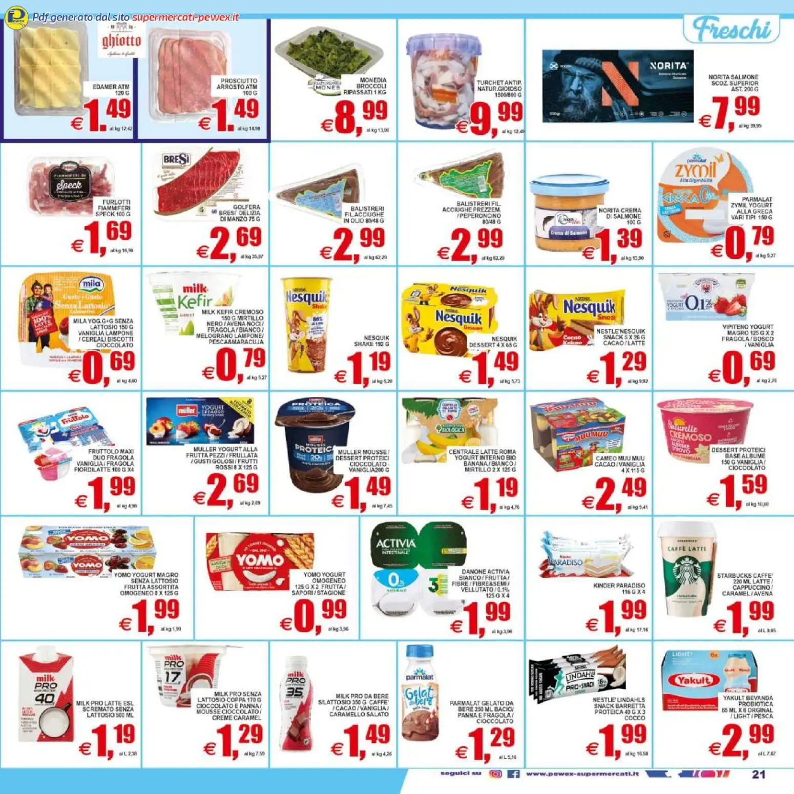 Volantino Pewex del 08.05.2026 | Pagina: 21 | Prodotti: Gelato, Latte, Pesca, Broccoli