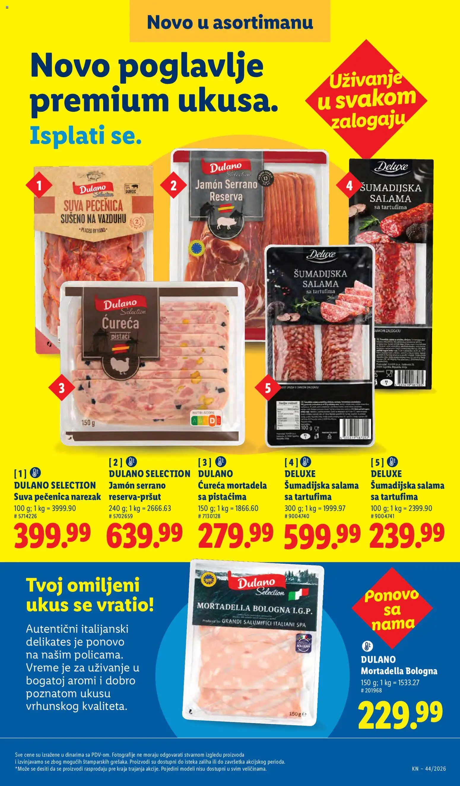 Lidl katalog - važi od 29.10.2026 | Strana: 77 | Proizvode: Pistaći, Mortadela, Salama, Pečenica