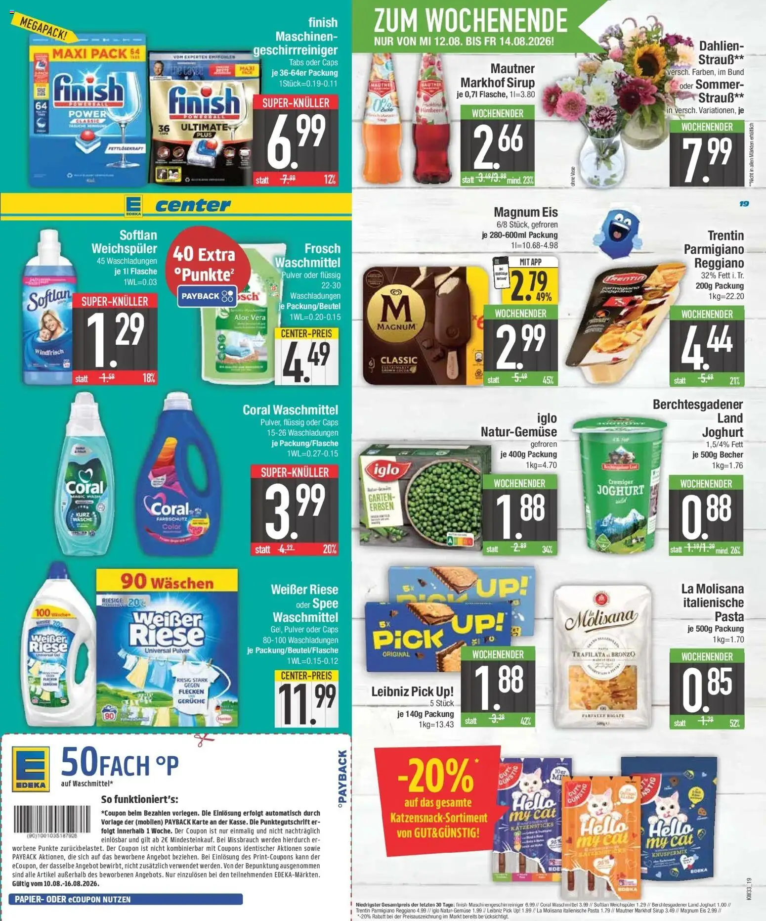 E center Prospekt Ingolstadt (ab 10.08.2026) zum Blättern | Seite: 21 | Produkte: Coral, Himbeere, Pasta, Erbsen