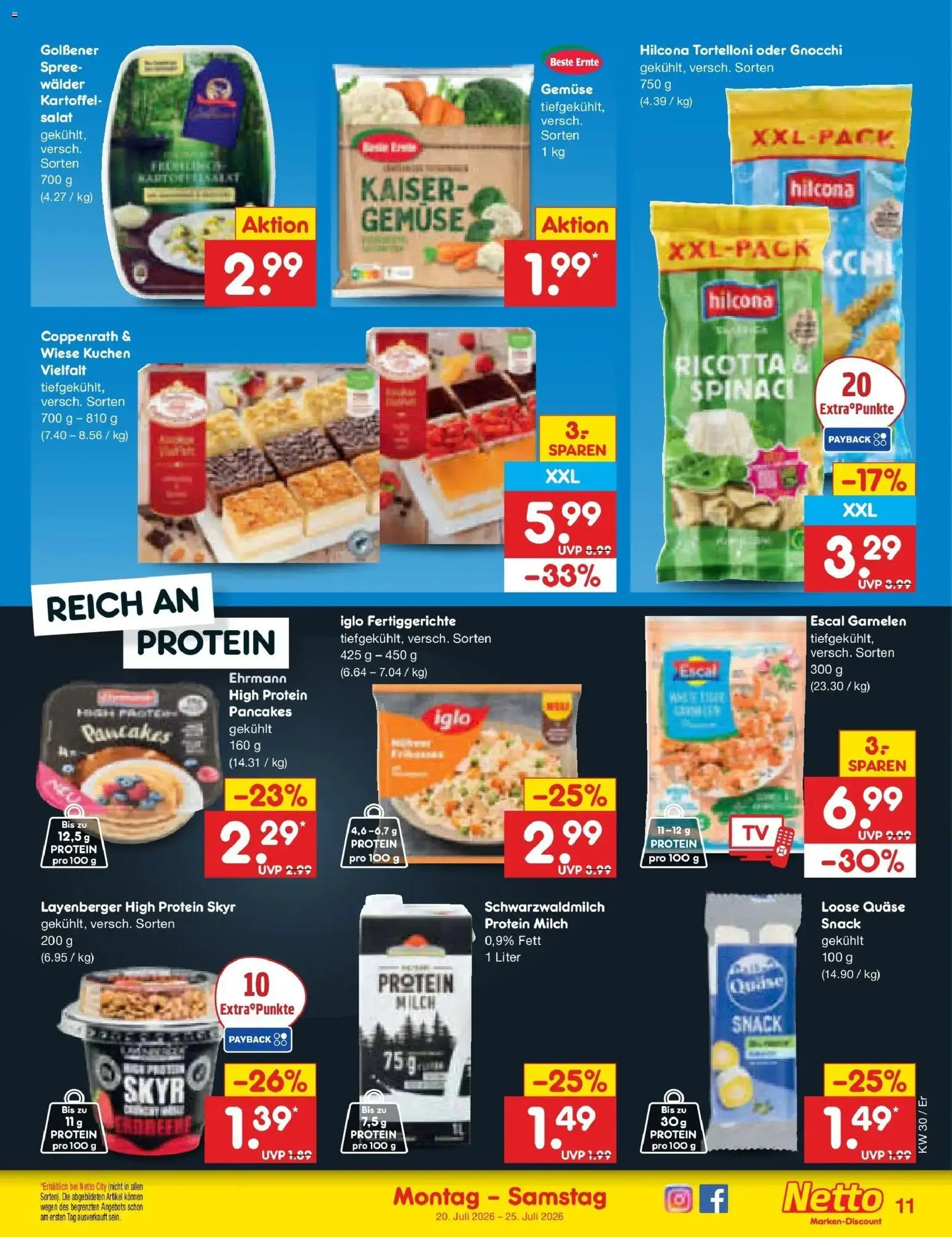 Netto Marken-Discount Prospekt Weimar – gültig ab 20.07.2026 | Seite: 17 | Produkte: Milch, Iglo, Gemüse, Fertiggerichte