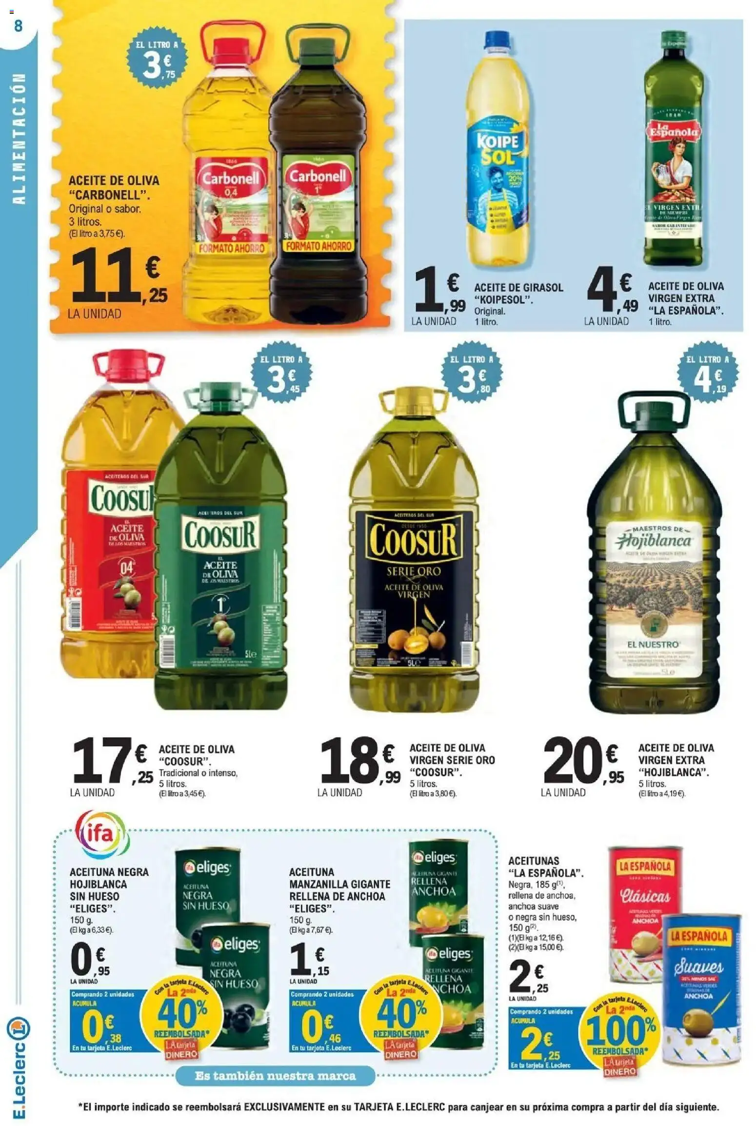 E.Leclerc Megames 1 │ válido desde el 23/09/2026 | Página: 8 | Productos: Aceitunas, Aceite, Anchoa, Sal