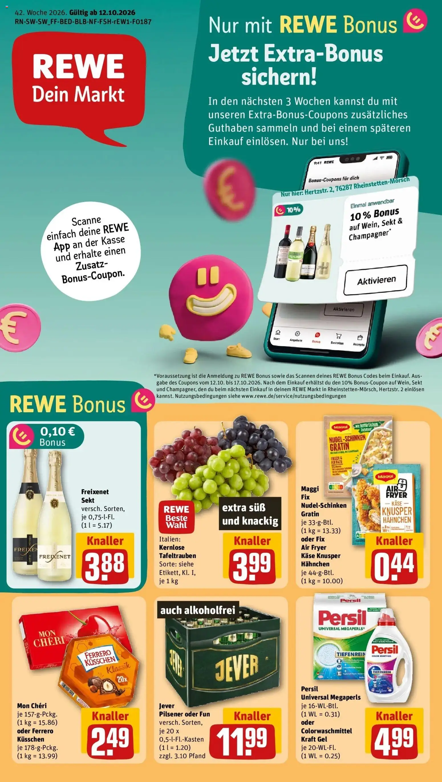 REWE Prospekt ab 12.10.2026 zum Blättern » Angebote | Seite: 1 | Produkte: Käse, Freixenet, Sekt, Jever