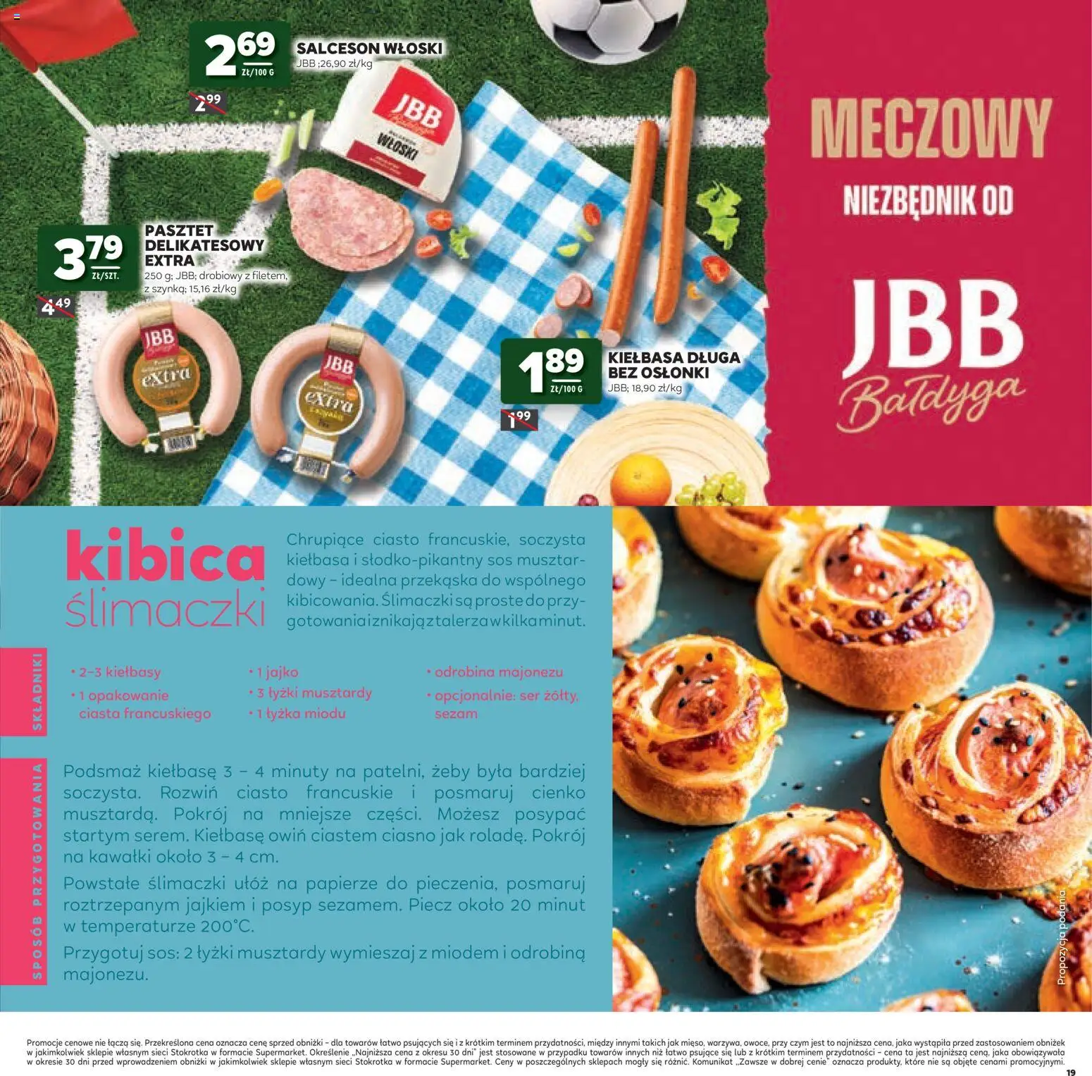 Stokrotka gazetka - Mistrzostwa Świata od 11.06.2026 | Strona: 19 | Produkty: Kiełbasa, Ciasto francuskie, Ser, Sezam