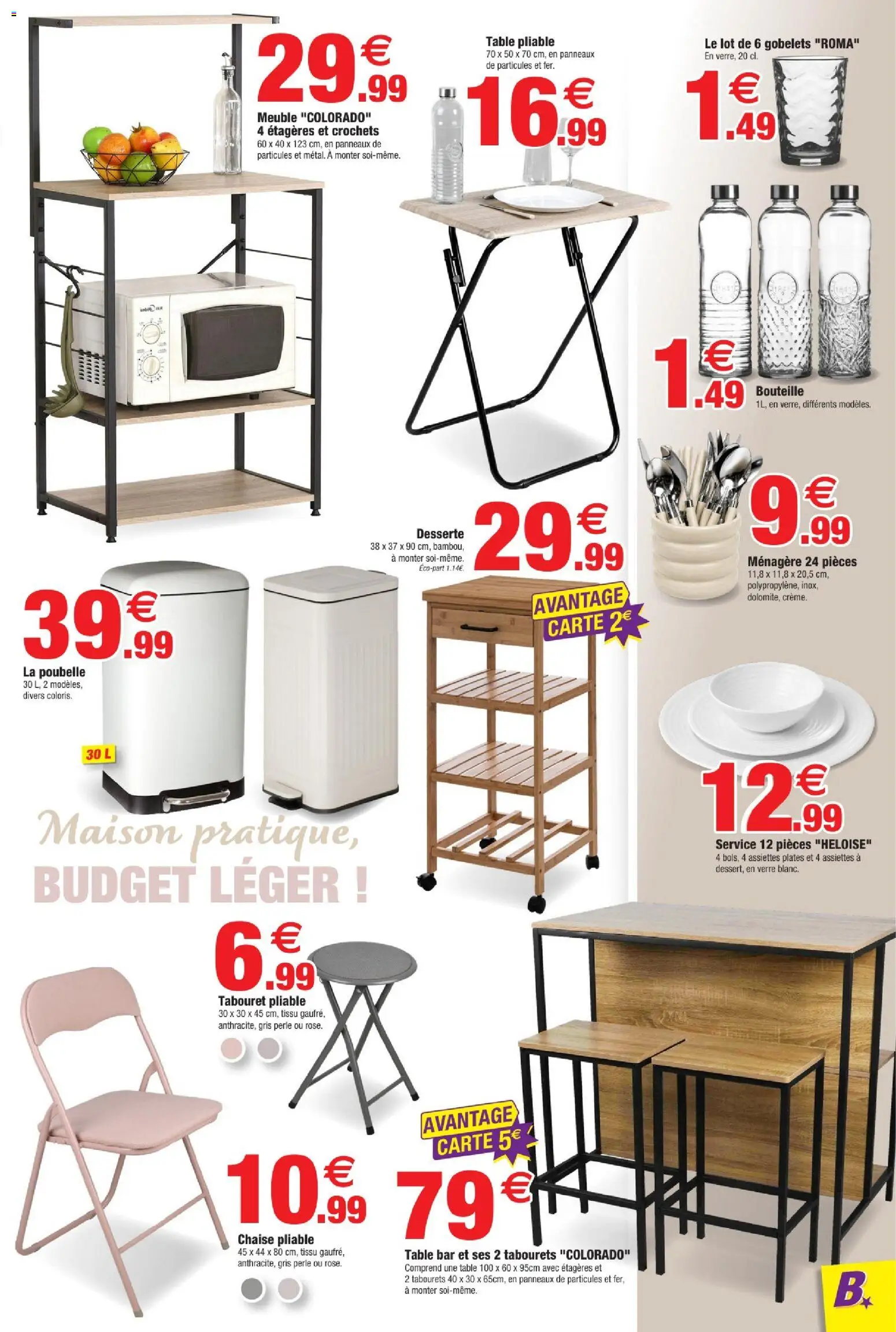 {H1} | Page: 9 | Produits: Poubelle, Crochets, Chaise, Bouteille