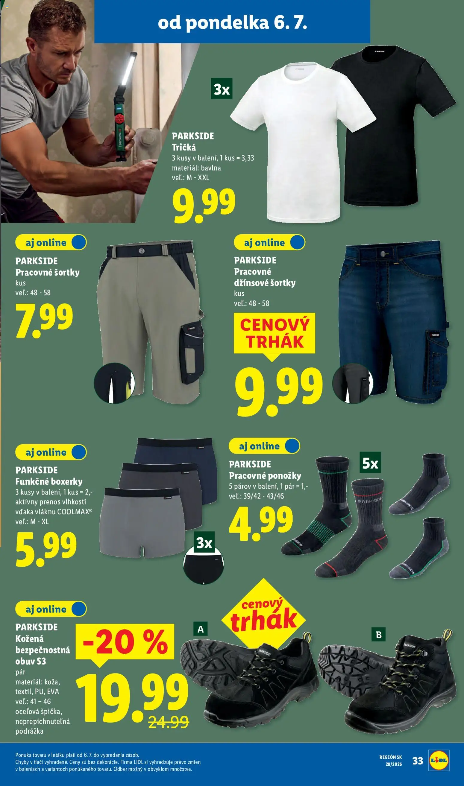 Nové Lidl akcie – leták je platný od 06.07.2026 | Strana: 57 | Produkty: Parkside, Ponožky, Boxerky