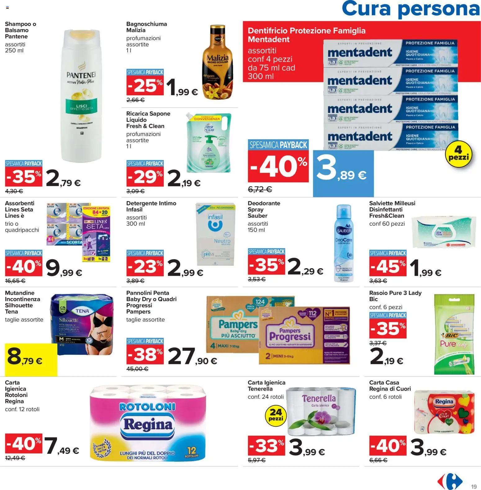 Volantino Carrefour del 21.04.2026 | Pagina: 19 | Prodotti: Shampoo, Bagnoschiuma, Deodorante, Bagno