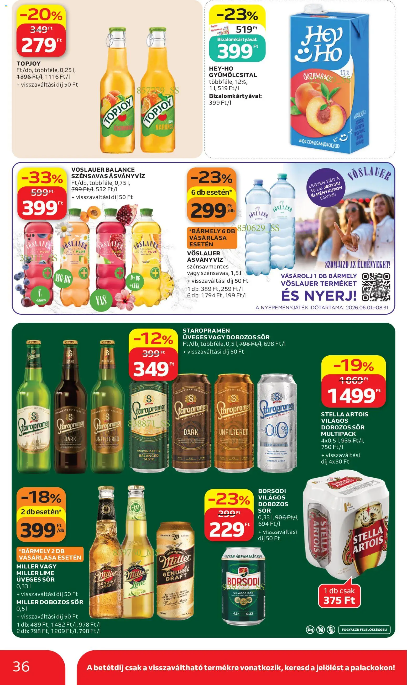 Auchan akciós ujság - amely érvényes a következő dátumtól: 2026.07.02. | Oldal: 36 | Termékek: Lime, Gyümölcsital, Dobozos sör, Sör