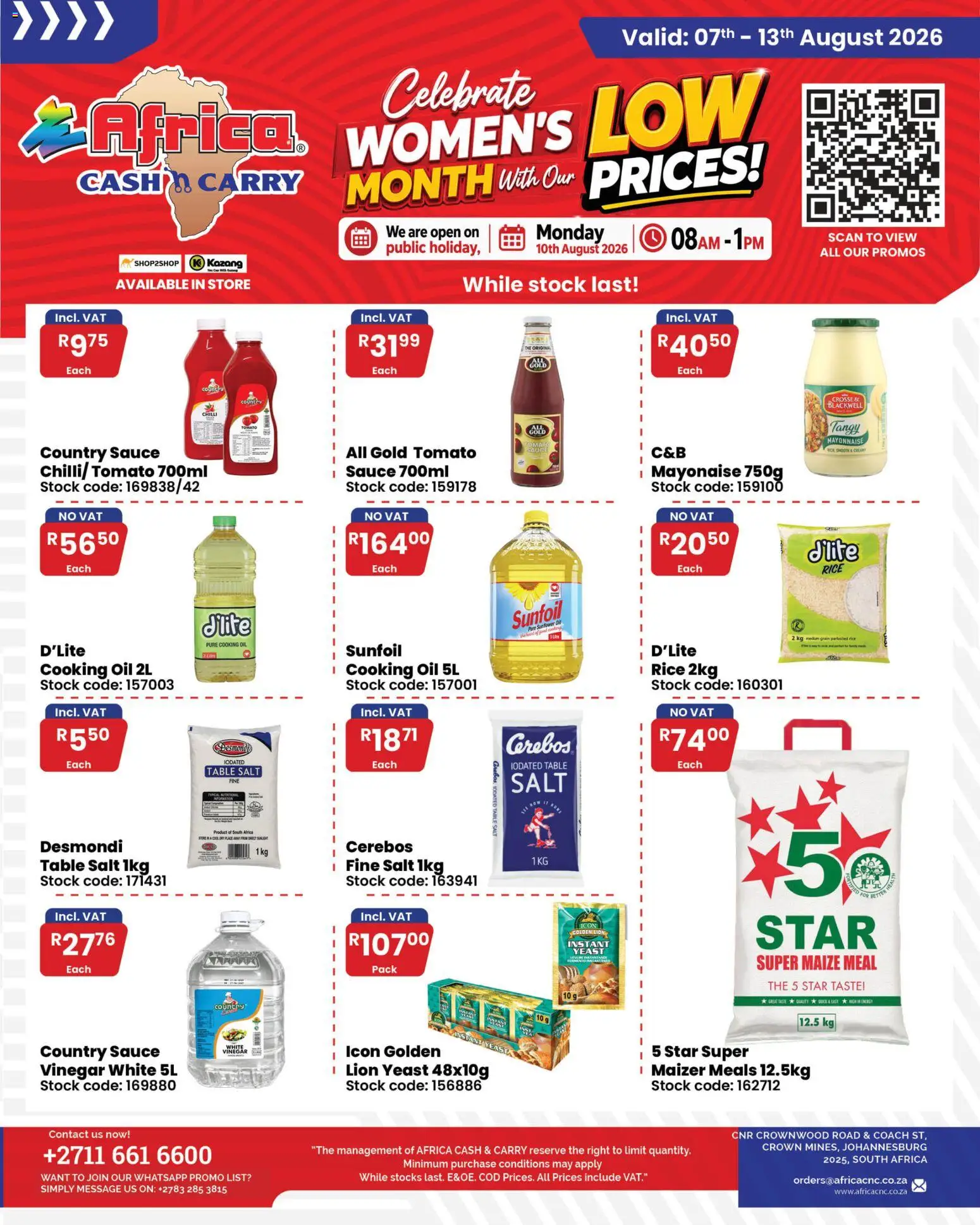 New Africa Cash & Carry catalogue – valid from 07/08/2026 | Page: 3 | Products: Oil, Rice, Mayonnaise, Sauce