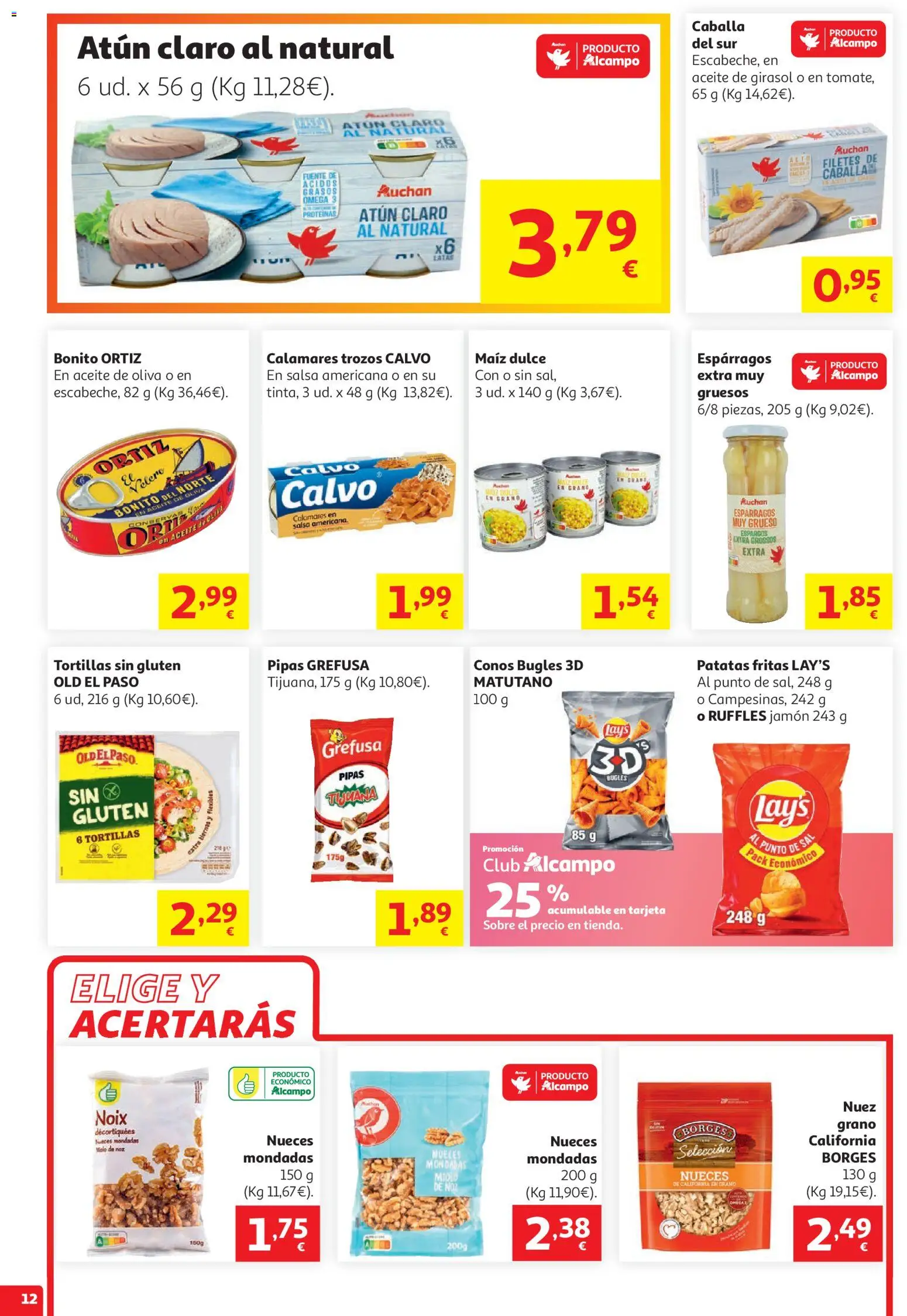 Alcampo HG Nacional Litoral │ válido desde el 15/07/2026 | Página: 12 | Productos: Calamares, Aceite, Σταθμός εργασίας, Atún claro