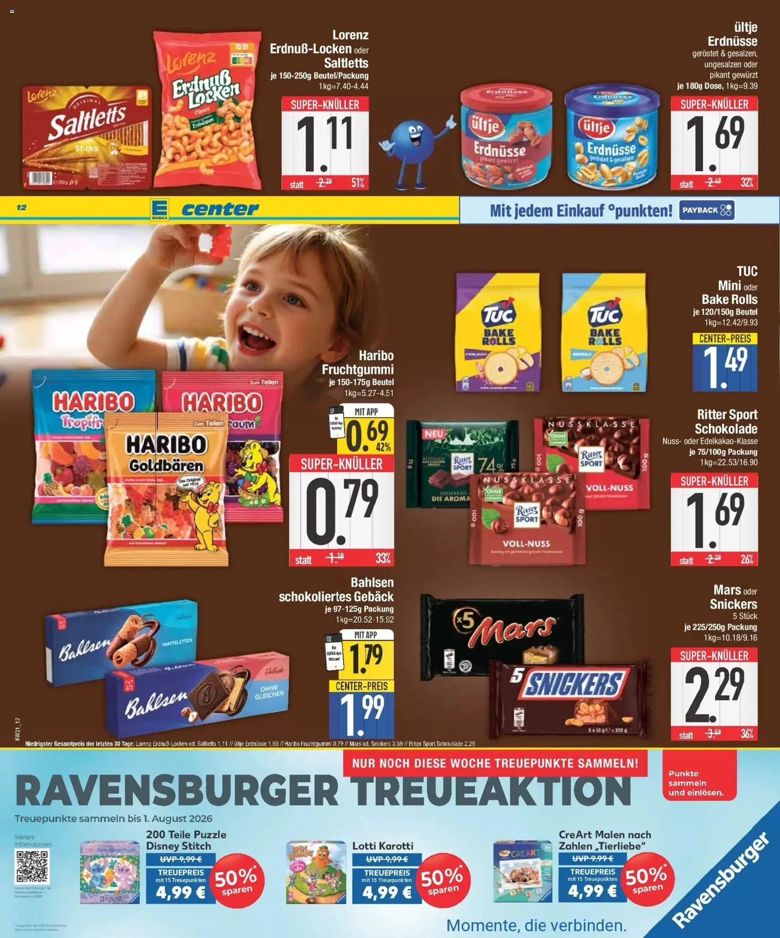 E center Prospekt Großmehring – gültig ab 27.07.2026 | Seite: 12 | Produkte: Ultje erdnusse, Erdnüsse, Schokolade, Mars
