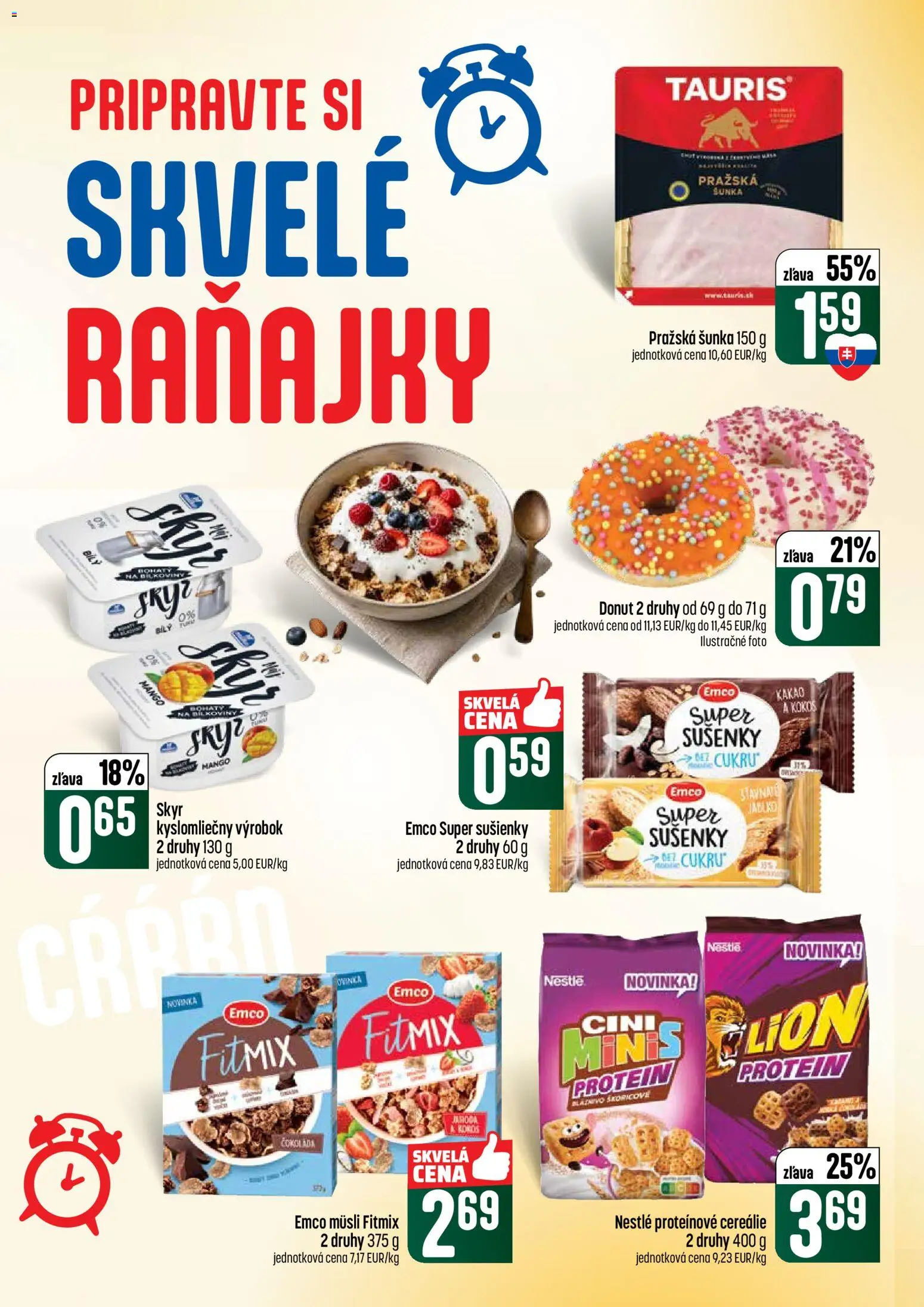 Nové COOP Jednota akcie – leták je platný od 21.05.2026 | Strana: 29 | Produkty: Šunka, Donut, Cini Minis, Cereálie