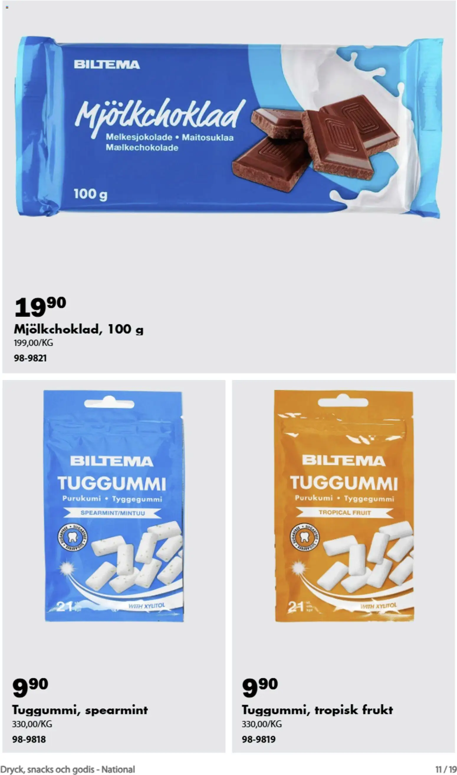 Biltema reklamblad aktuell från 21/08/2026 | Sida: 11 | Produkter: Frukt, Snacks, Godis, Tuggummi