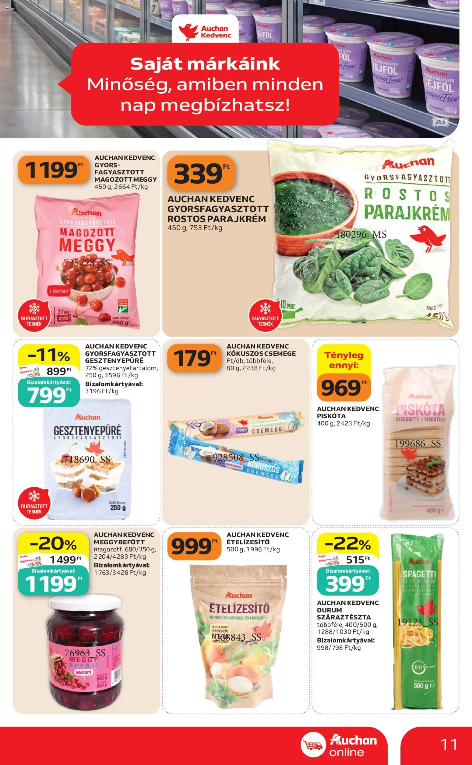 Auchan akciós ujság - amely érvényes a következő dátumtól: 2026.10.15. | Oldal: 11 | Termékek: Spagetti, Csemege, Száraztészta, Ételízesítő