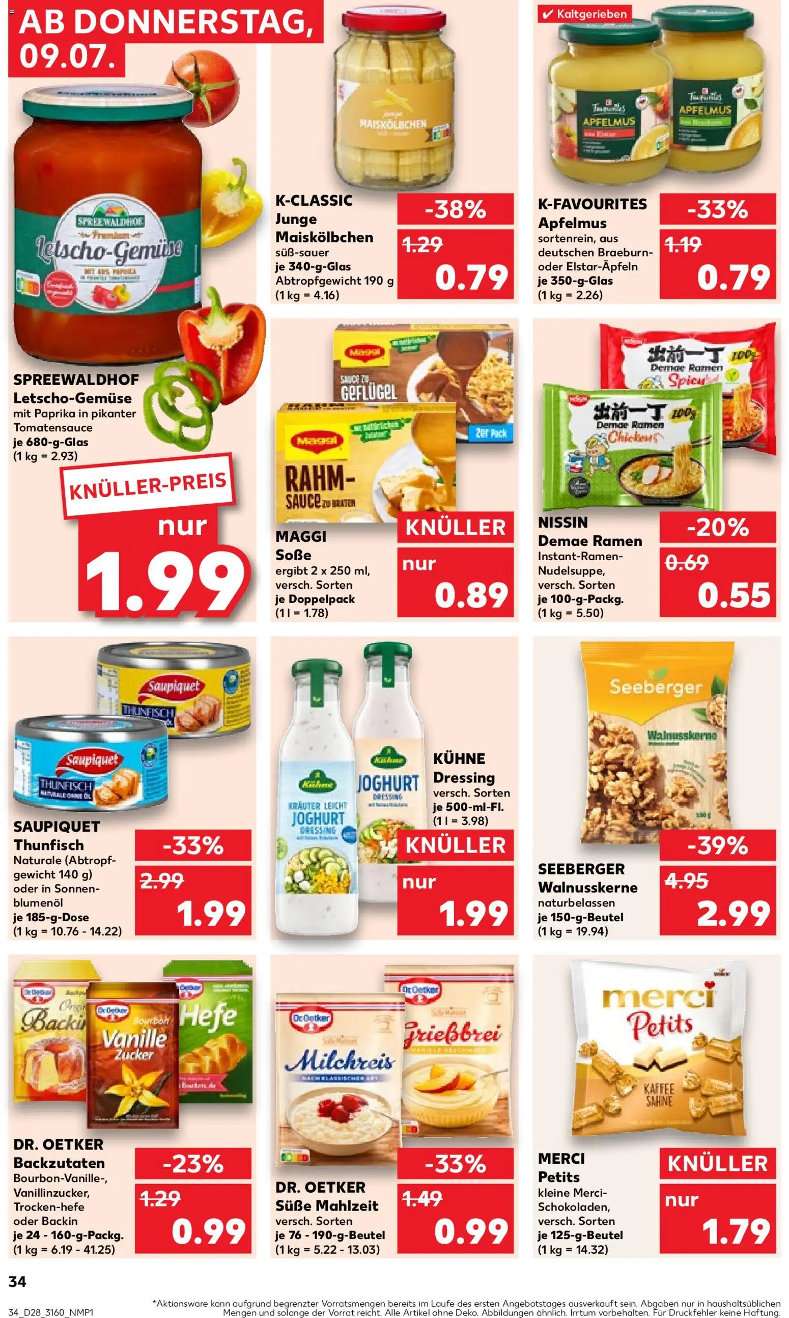 Kaufland Prospekt Berlin – gültig ab 09.07.2026 | Seite: 34 | Produkte: Paprika, Soße, Zucker, Bourbon