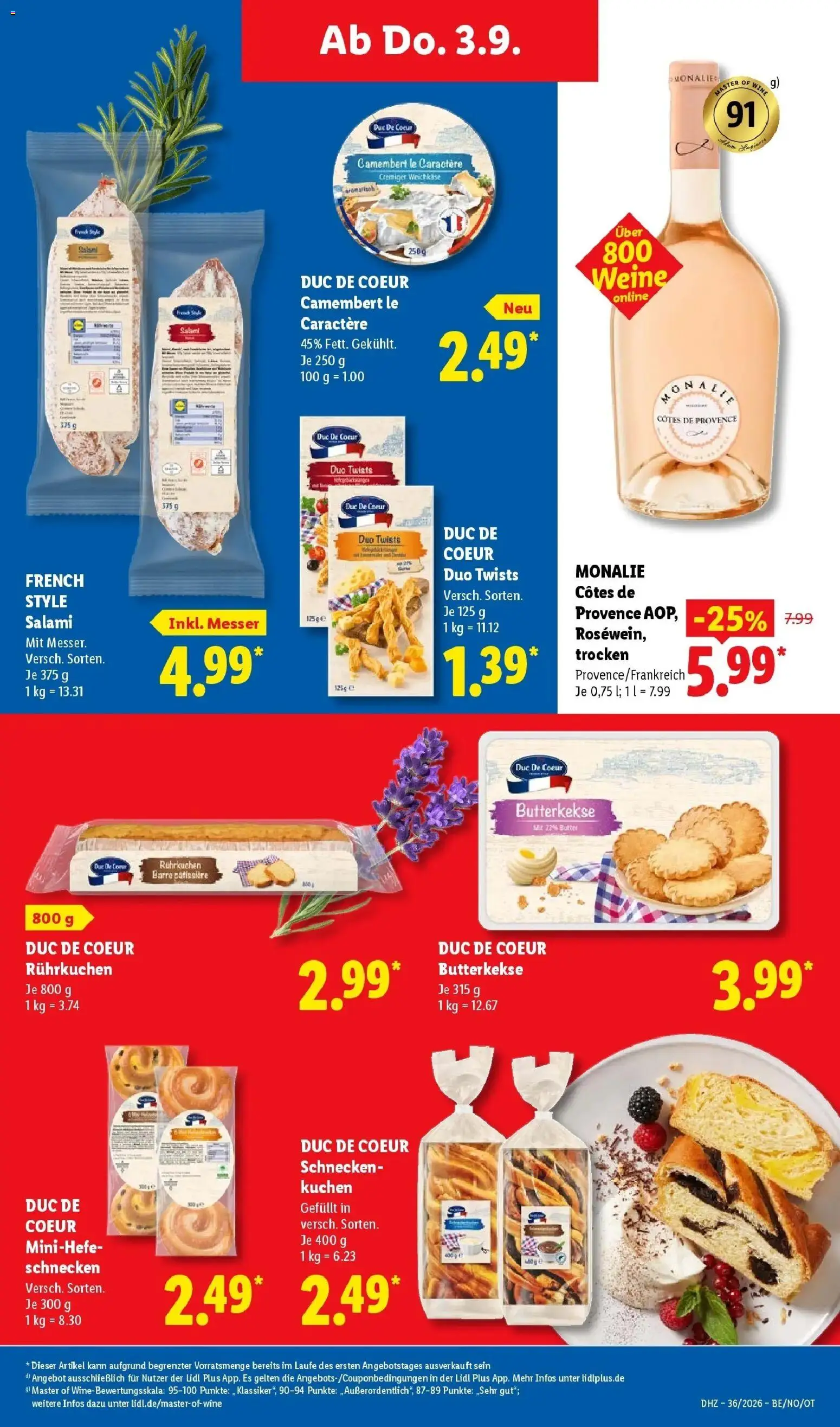Lidl Prospekt Senftenberg (ab 31.08.2026) zum Blättern » Angebote | Seite: 61 | Produkte: Butterkekse, Camembert, Salami, Kuchen