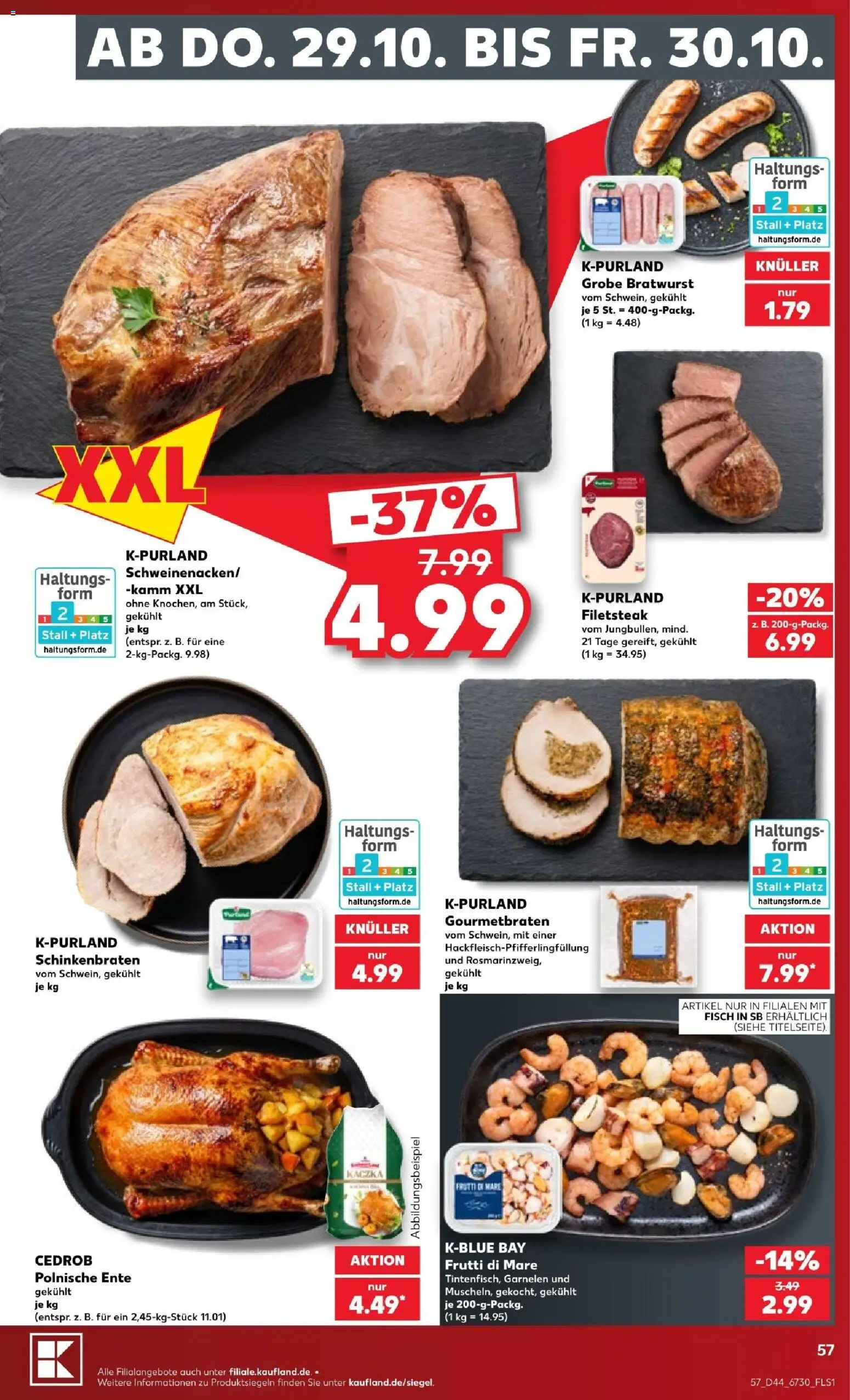 Kaufland Prospekt Zeitz – gültig ab 26.10.2026 | Seite: 57 | Produkte: Bratwurst, Garnelen, Fisch, Ente
