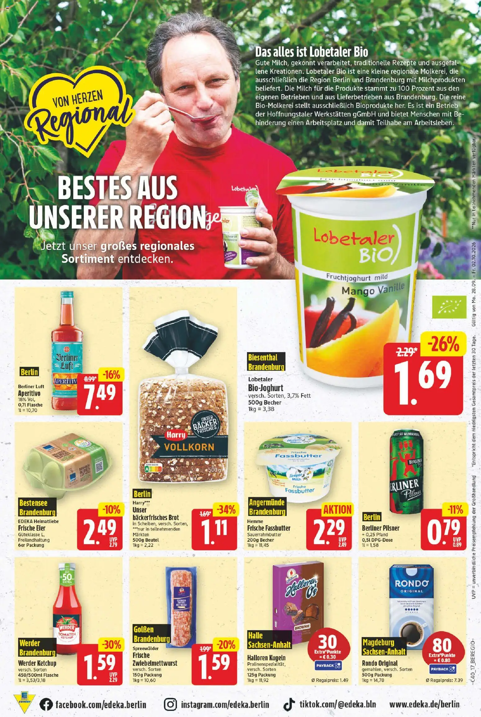 E center Prospekt – gültig ab 28.09.2026 | Seite: 17 | Produkte: Fruchtjoghurt, Vanille, Ketchup, Berliner pilsner