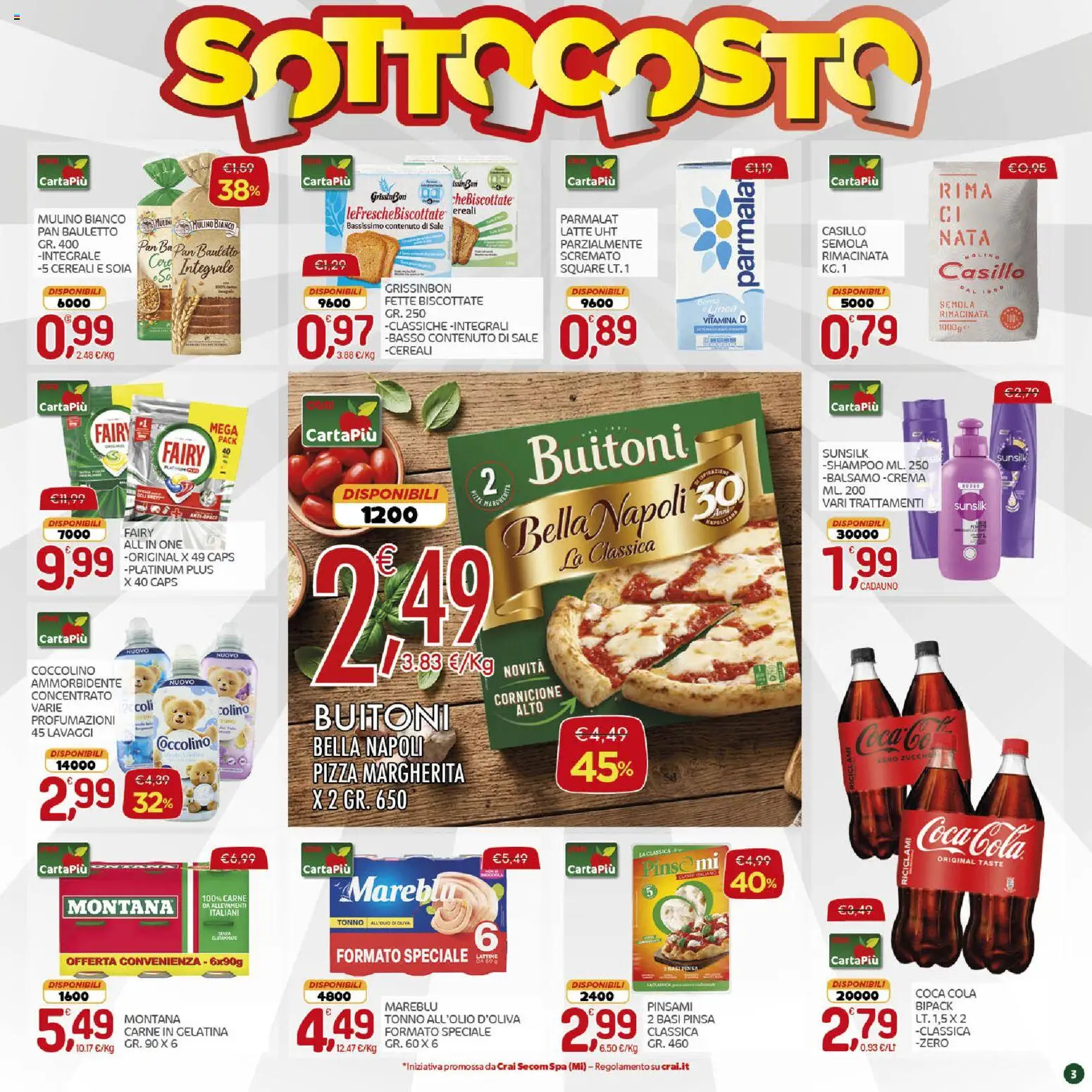 Volantino CRAI del 03/09/2026 | Pagina: 3 | Prodotti: Cereali, Latte, Semola, Fette biscottate