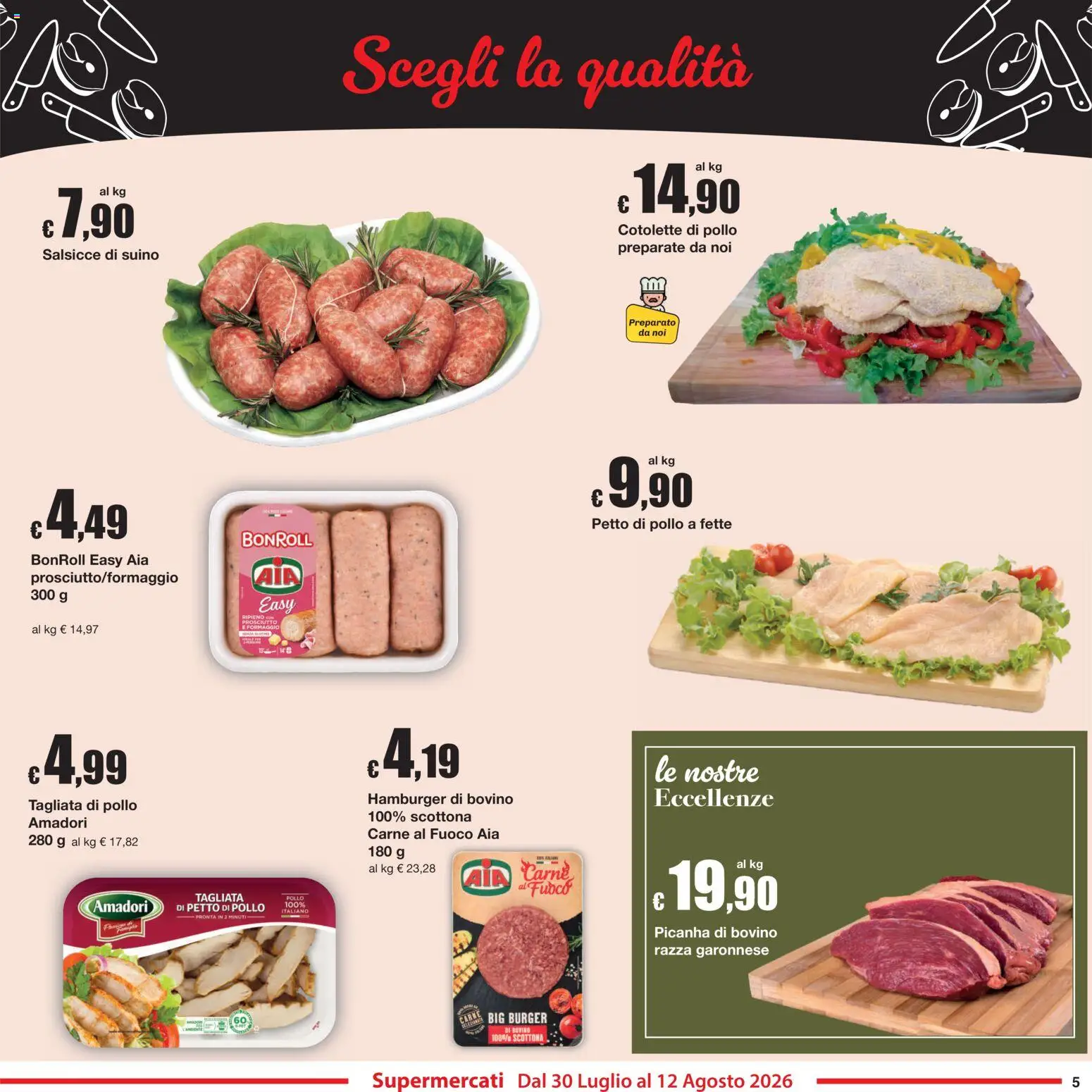 Volantino Sì con Te del 30/07/2026 | Pagina: 5 | Prodotti: Bovino, Pollo, Suino, Hamburger