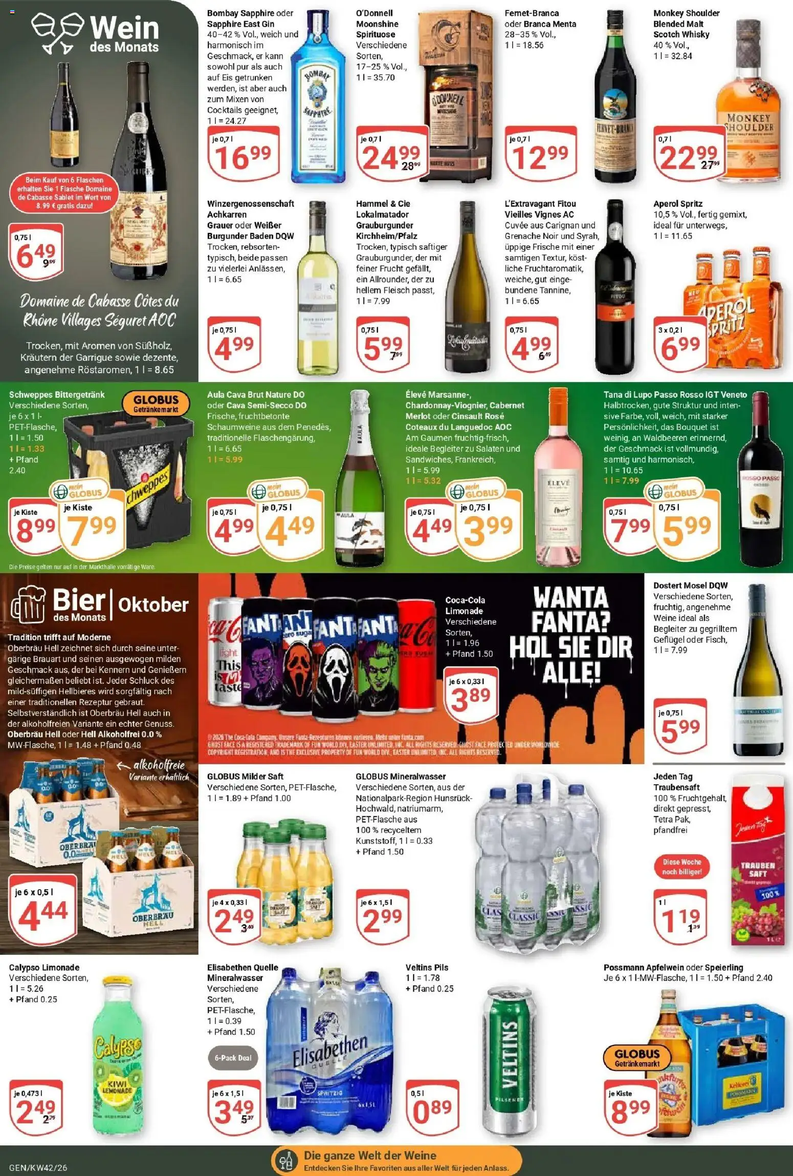 Globus Prospekt Gensingen (ab 12.10.2026) » Angebote online | Seite: 19 | Produkte: Trauben, Bier, Limonade, Fleisch