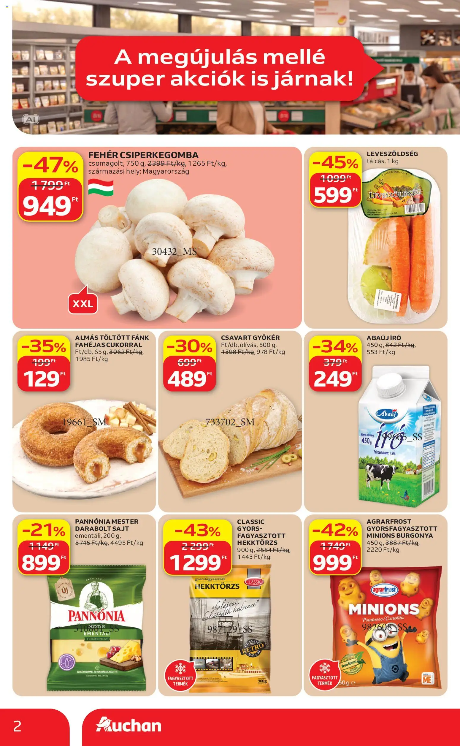 Auchan akciós ujság - amely érvényes a következő dátumtól: 2026.09.17. | Oldal: 2 | Termékek: Leveszöldség, Sajt, Free From, Gyorsfagyasztott
