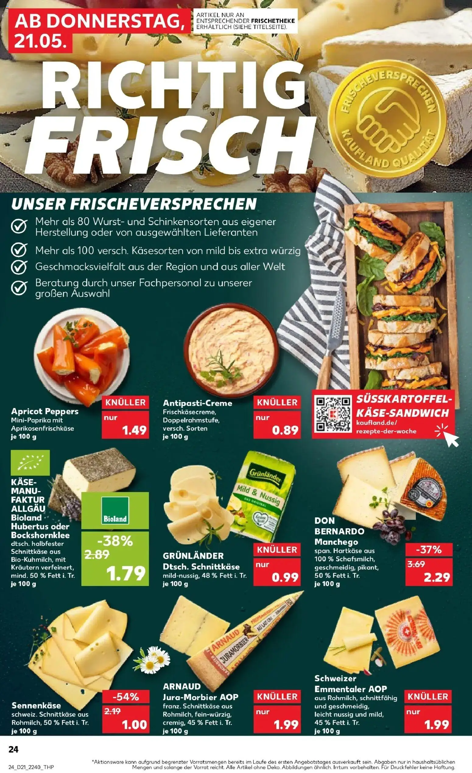 Kaufland Prospekt Cham – gültig ab 21.05.2026 | Seite: 24 | Produkte: Käse, Grunlander, Wurst