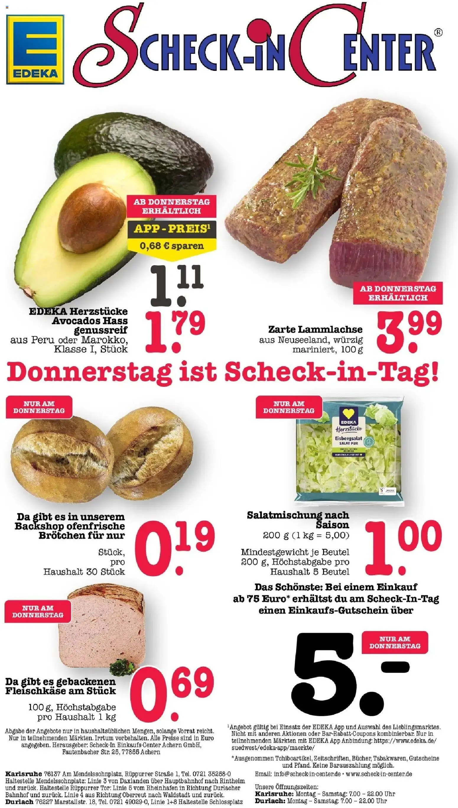 E center Prospekt Karlsruhe (ab 24.08.2026) zum Blättern | Seite: 64 | Produkte: Eisbergsalat, Ofenfrische, Salat, Uhr