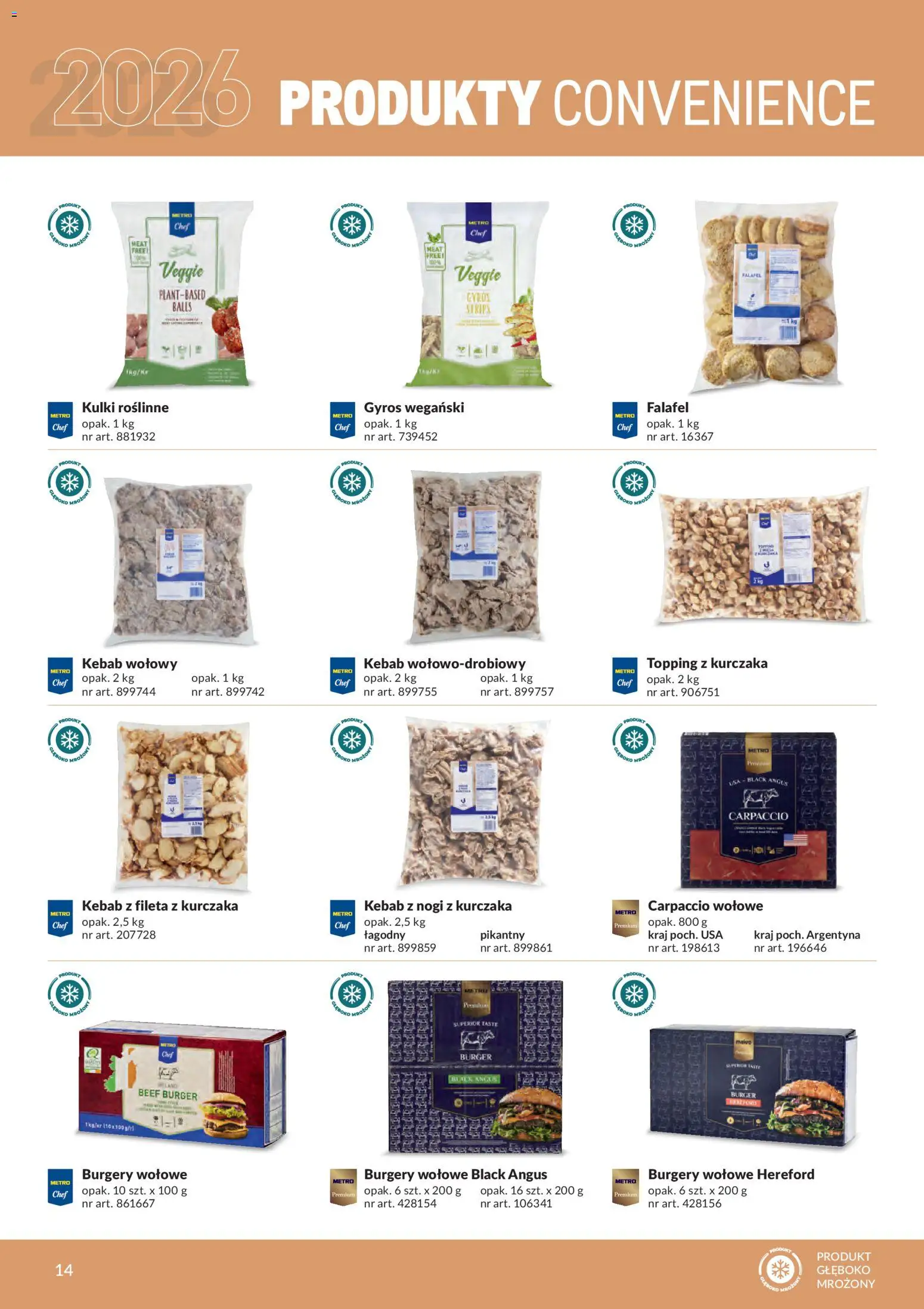 Makro gazetka - Produktów marek własnych dla profesjonalnej Gastronomii od 01.03.2026 | Strona: 14 | Produkty: Gyros, Burgery wolowe, Burger, Falafel