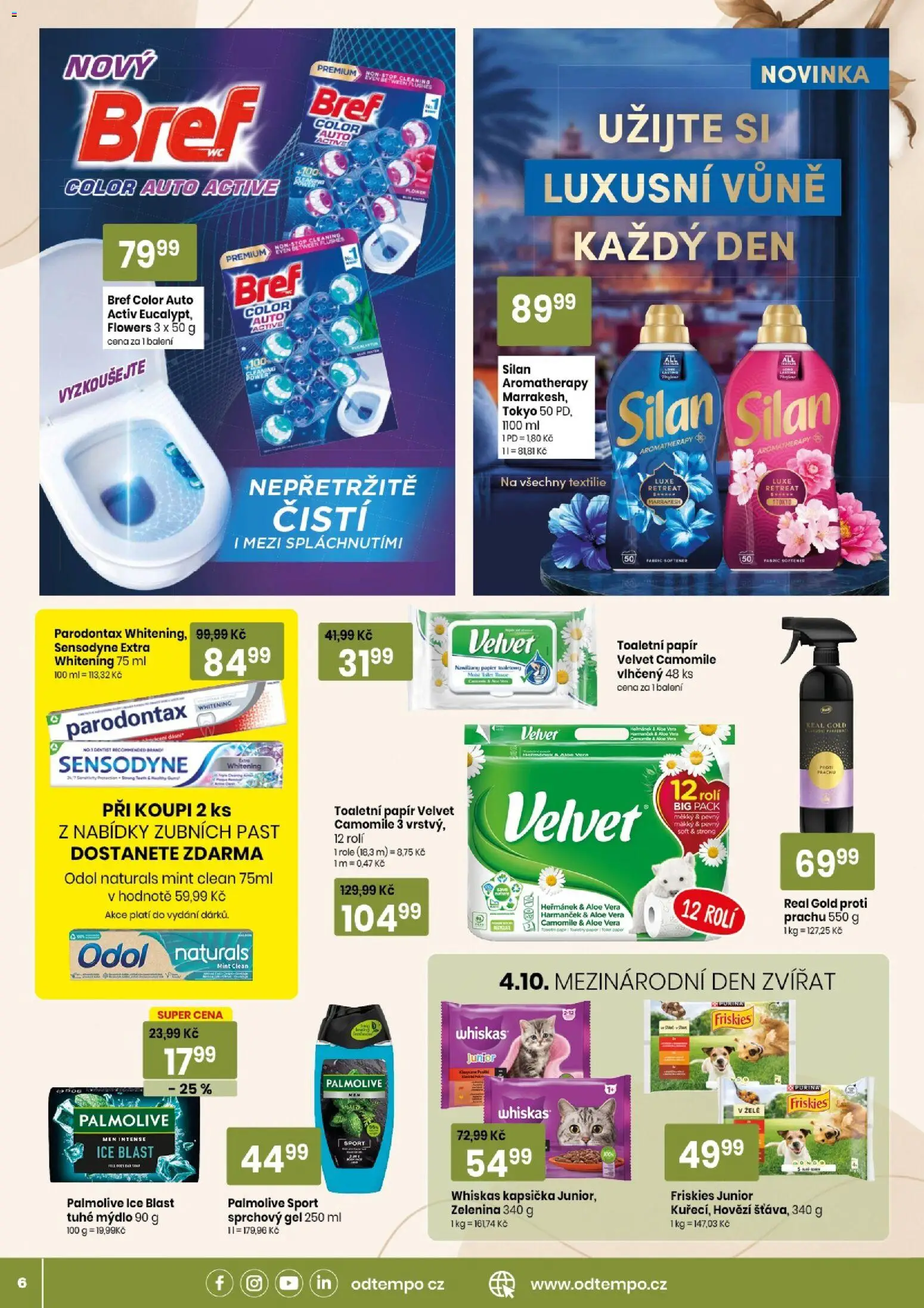 Tempo leták - Tuty od 23.09.2026 | Strana: 6 | Produkty: Sprchový gel, Hovězí, Zelenina, Silan